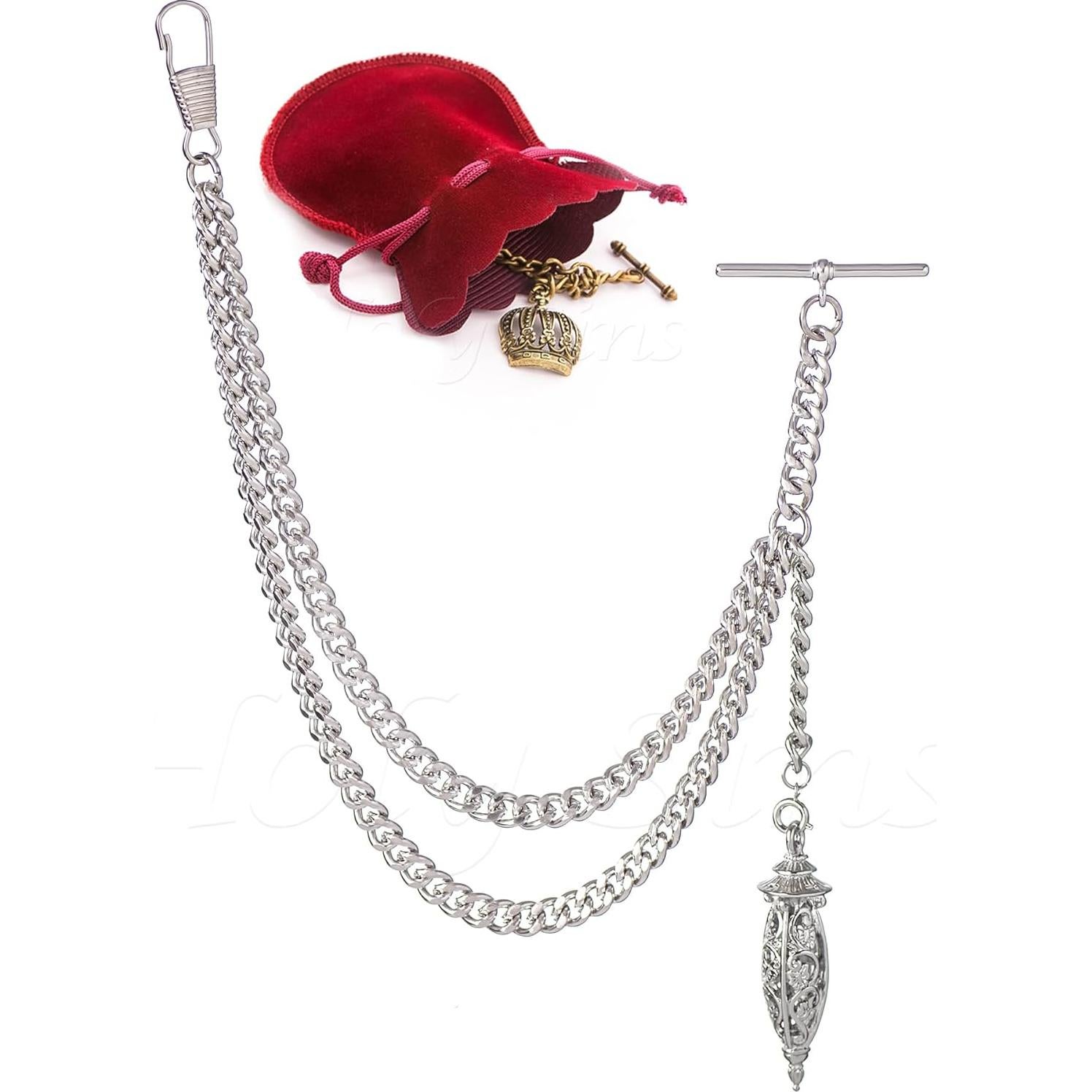 Cadena de Reloj de Bolsillo Holy Sins Plateada 30,48 cm