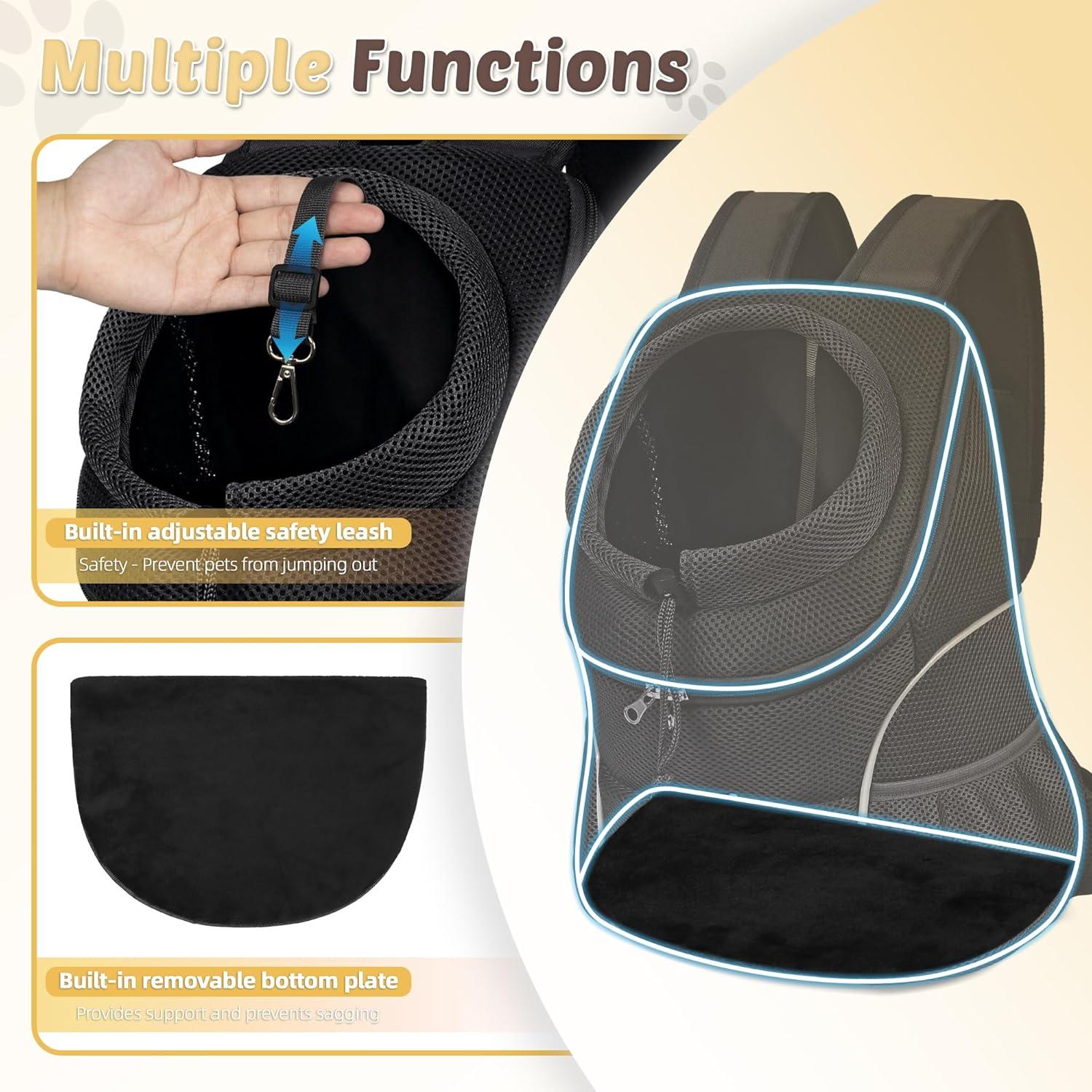 Mochila Porta Perro WOYYHO Negra para Mascotas Pequeñas 0.9-2kg