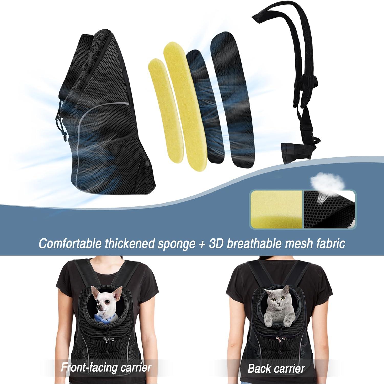 Mochila Porta Perro WOYYHO Negra para Mascotas Pequeñas 0.9-2kg