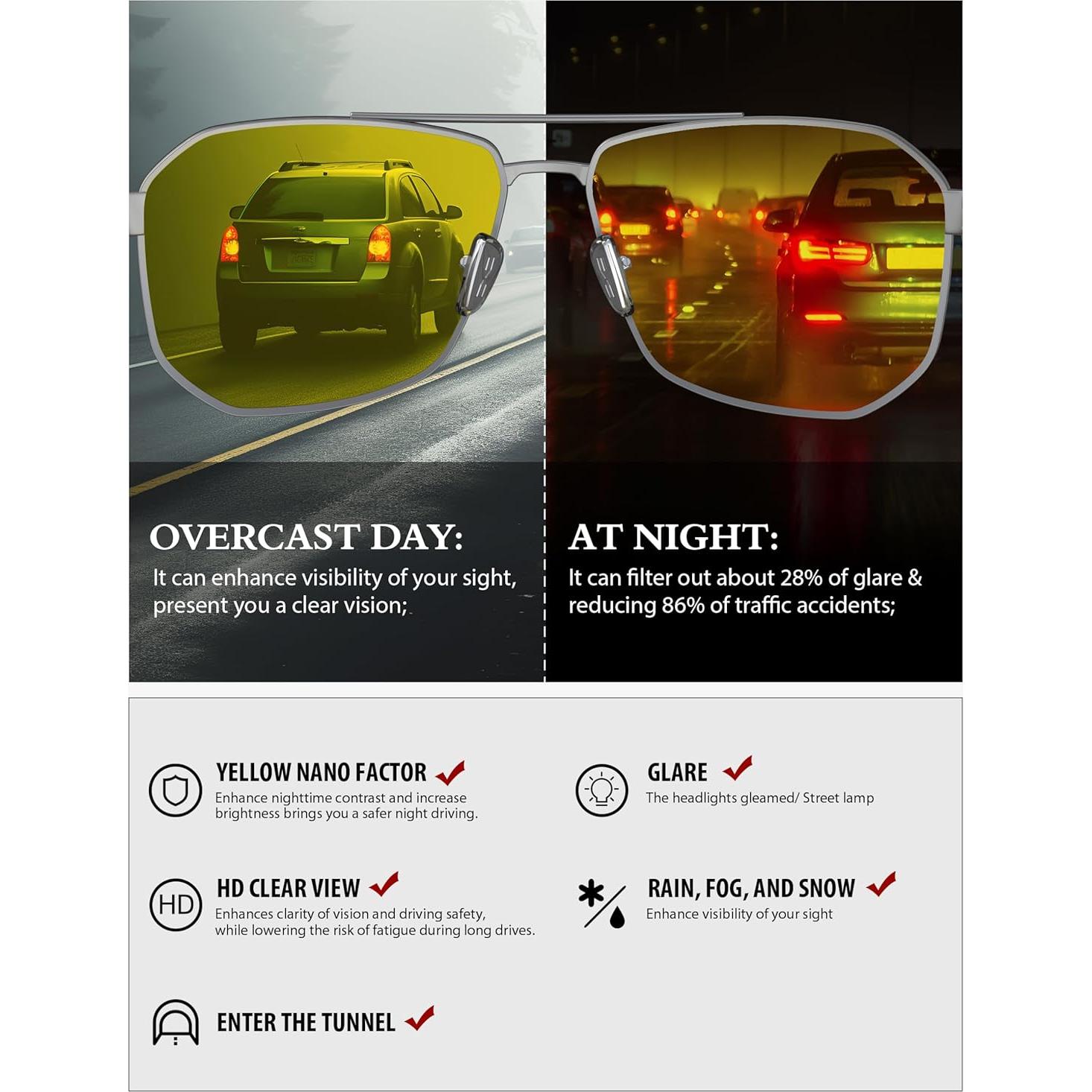 Gafas de sol LUENX Aviador polarizadas 61mm para hombres