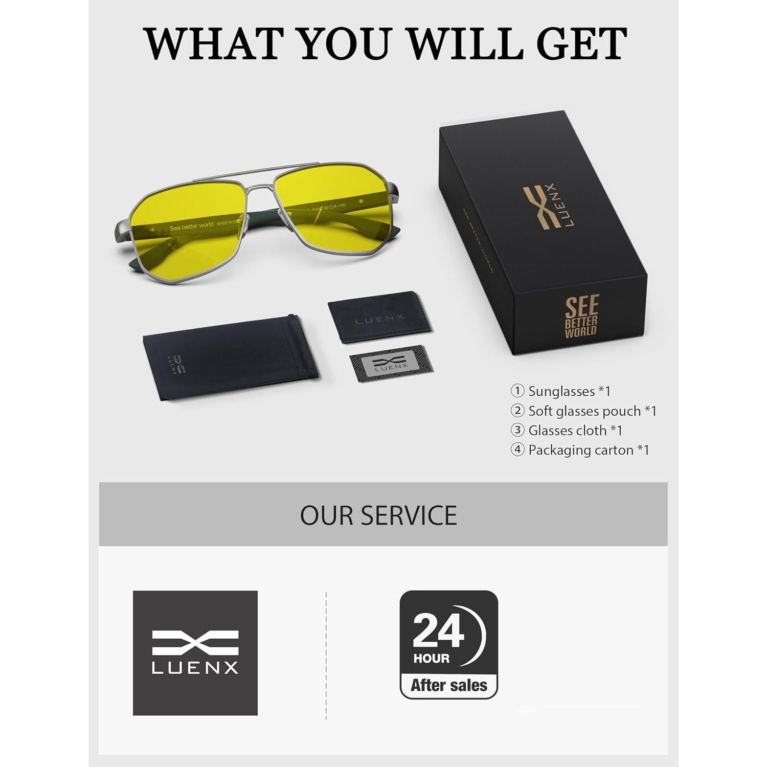 Gafas de sol LUENX Aviador polarizadas 61mm para hombres