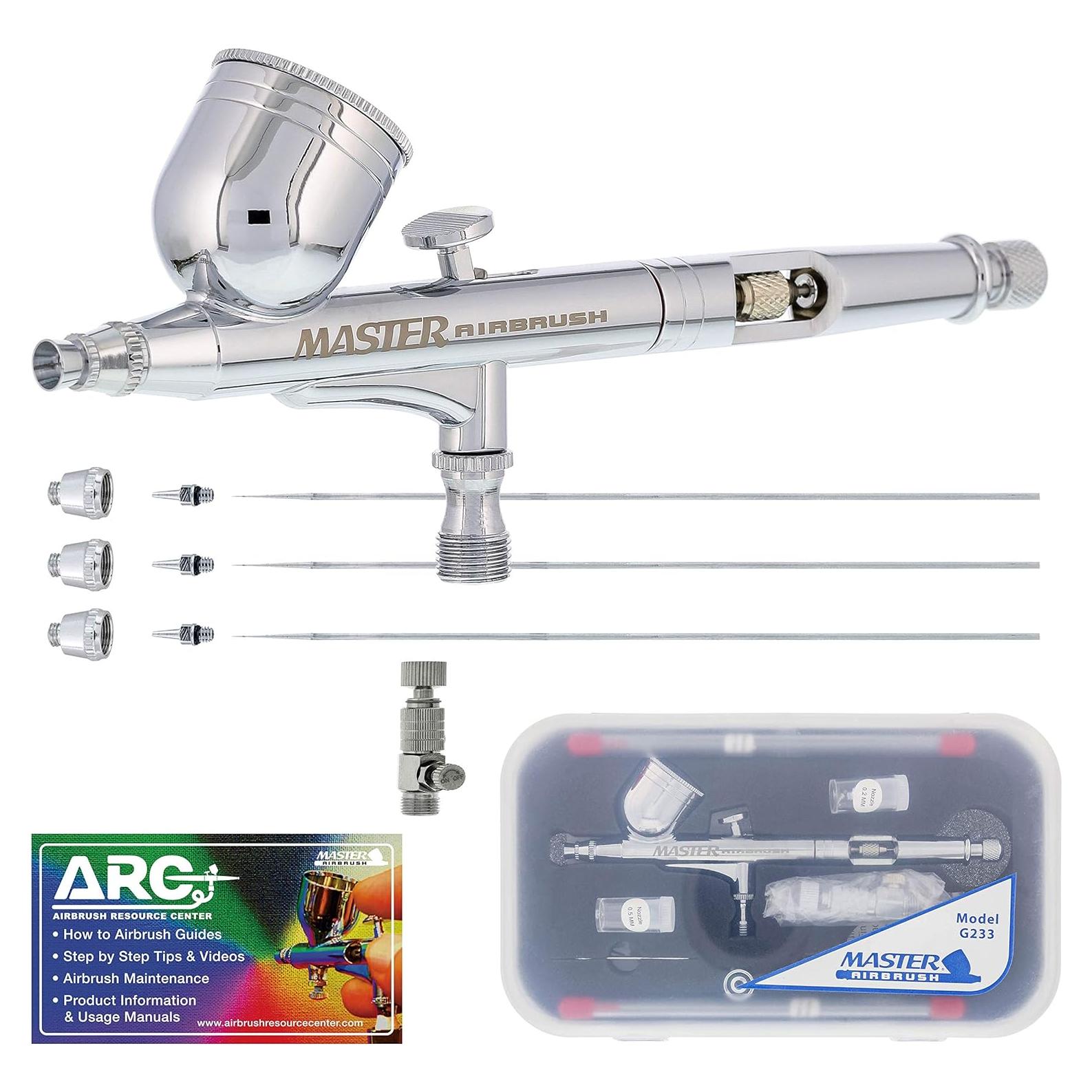 Kit Aerógrafo Master Airbrush G233 Pro Doble Acción 3 Boquillas