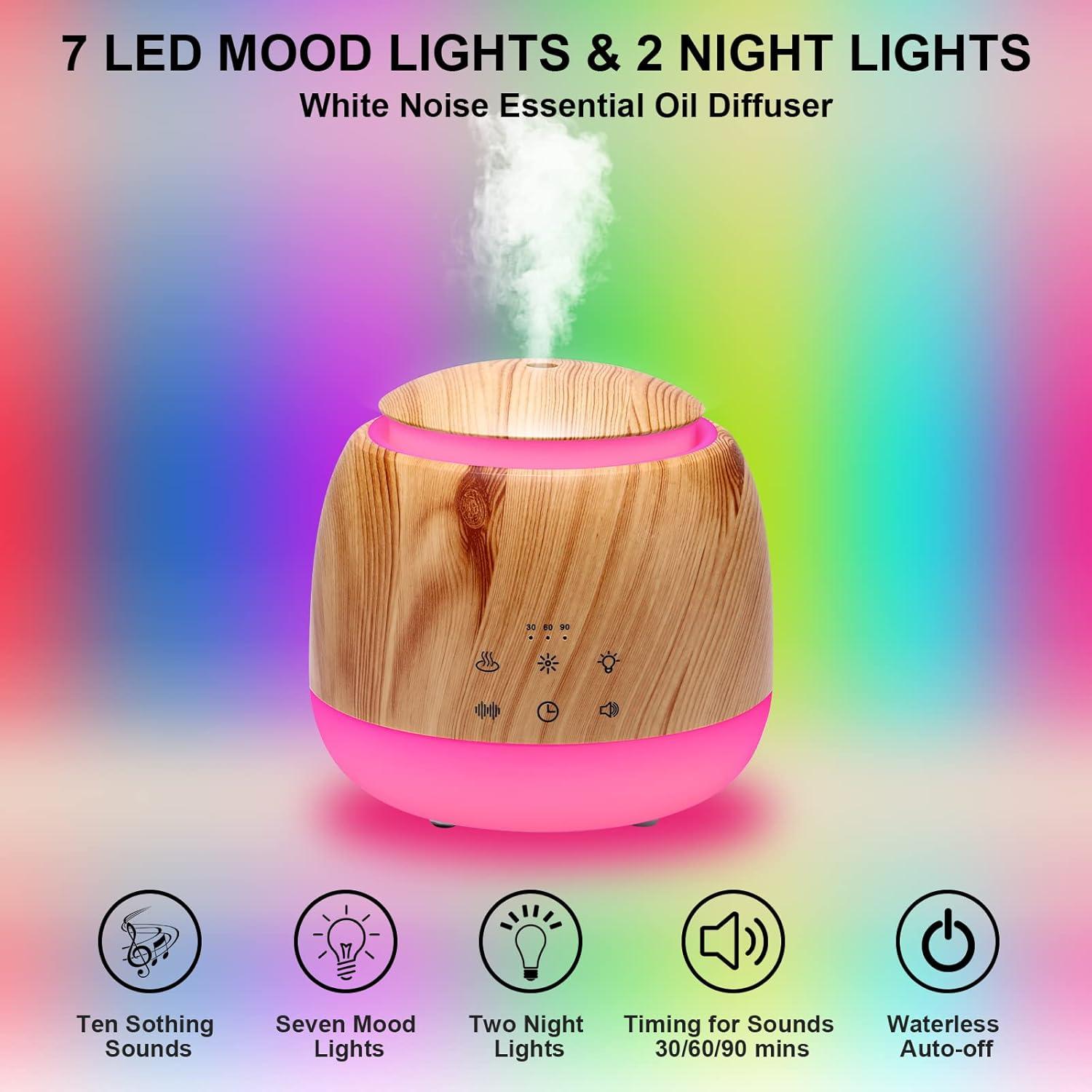 Difusor de Aromaterapia ALVOGIMOR 300 ML con Ruido Blanco