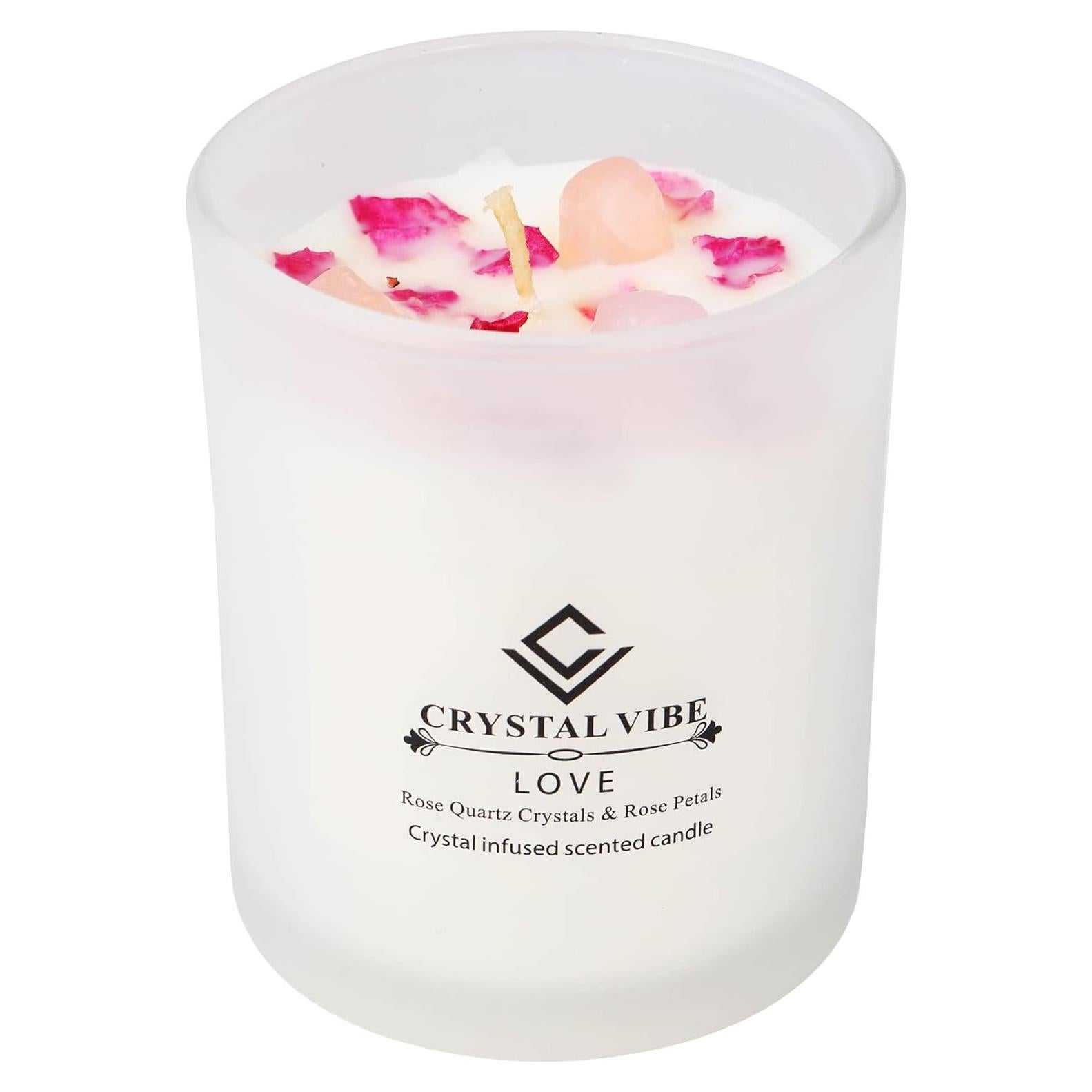 Vela Aromática de Amor Crystal Vibe con Cuarzo Rosa 415g