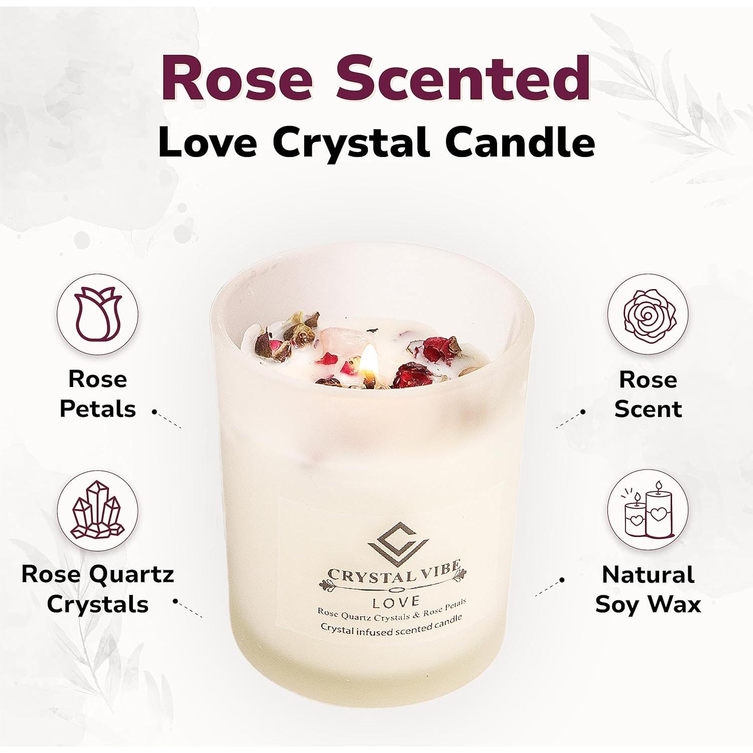 Vela Aromática de Amor Crystal Vibe con Cuarzo Rosa 415g