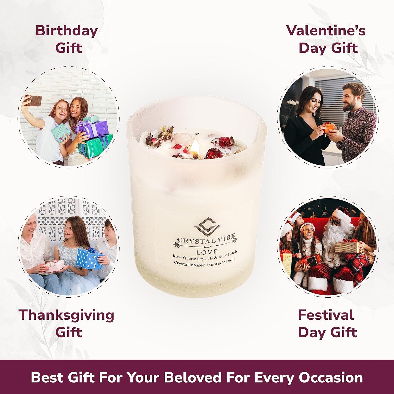 Vela Aromática de Amor Crystal Vibe con Cuarzo Rosa 415g