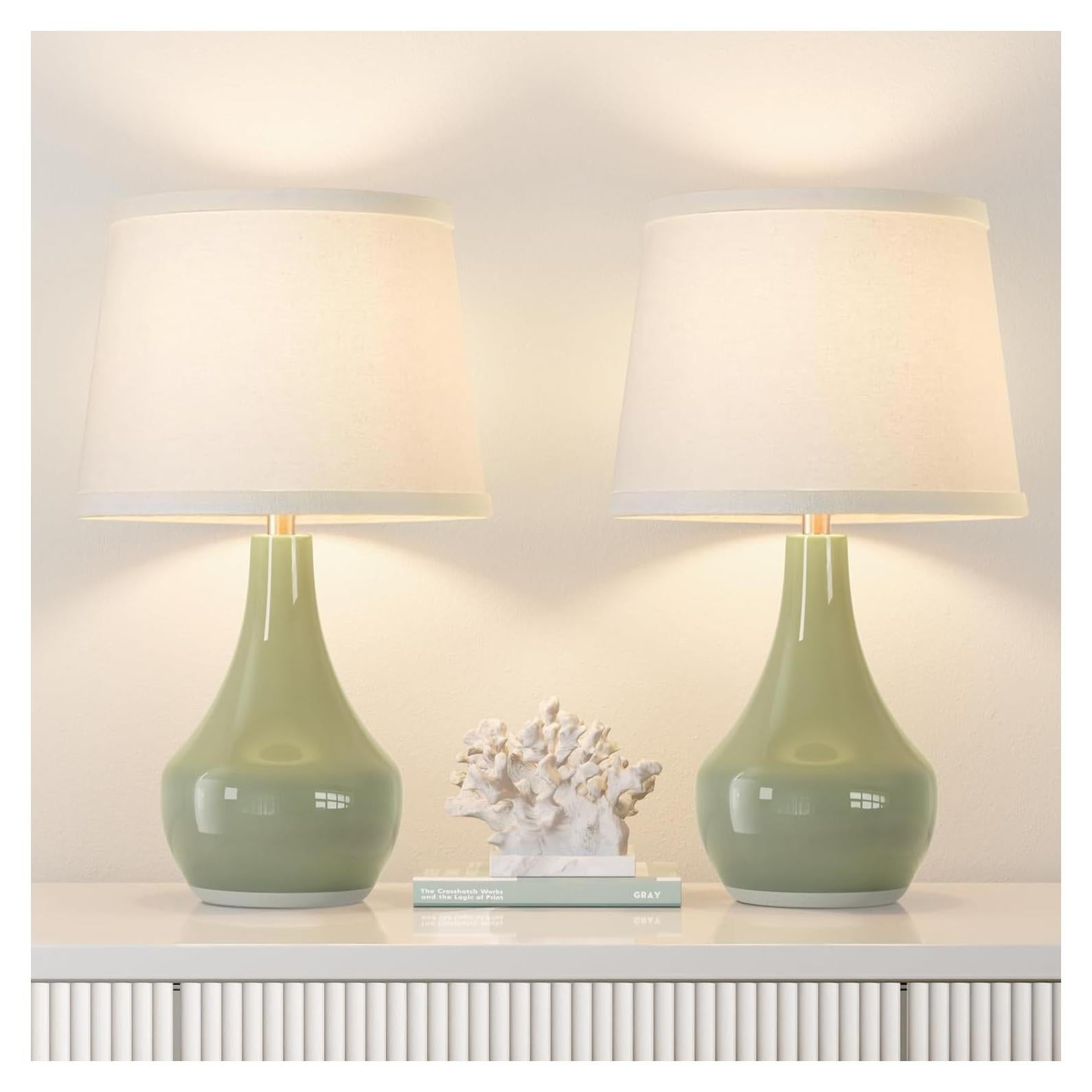 Juego de 2 Lámparas de Mesa Modernas Seealle Verde Salvia 49.3 cm