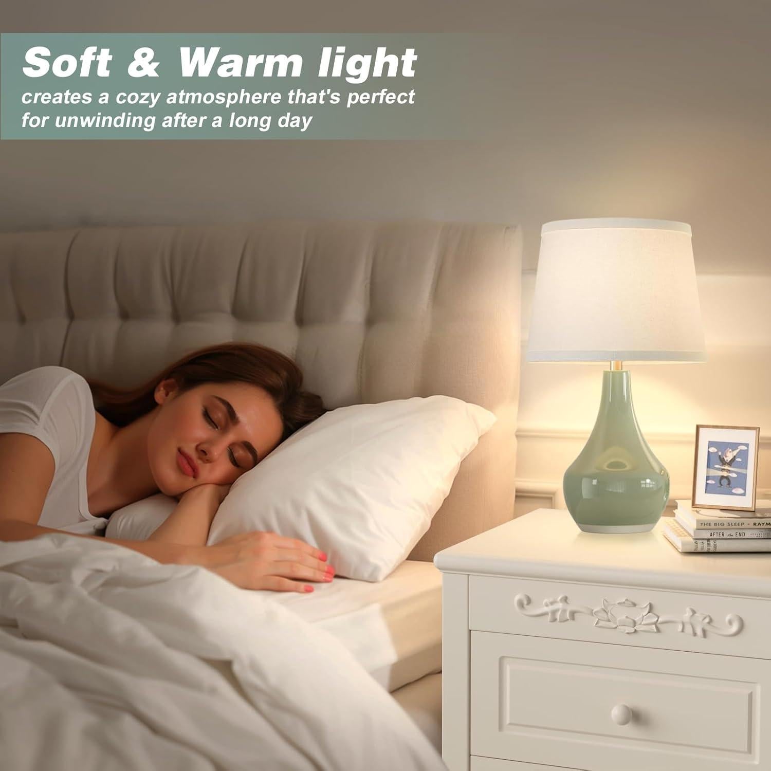 Juego de 2 Lámparas de Mesa Modernas Seealle Verde Salvia 49.3 cm