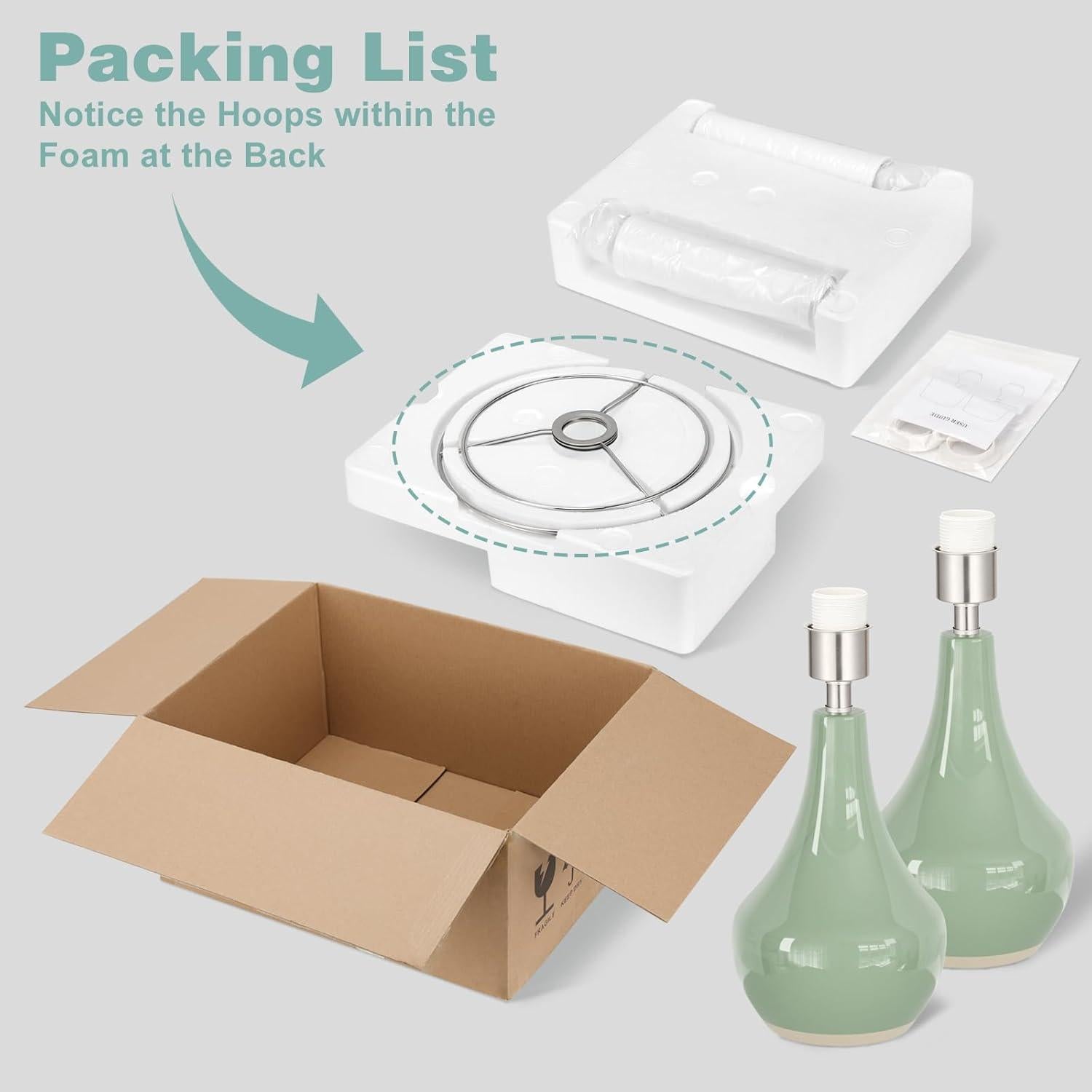 Juego de 2 Lámparas de Mesa Modernas Seealle Verde Salvia 49.3 cm