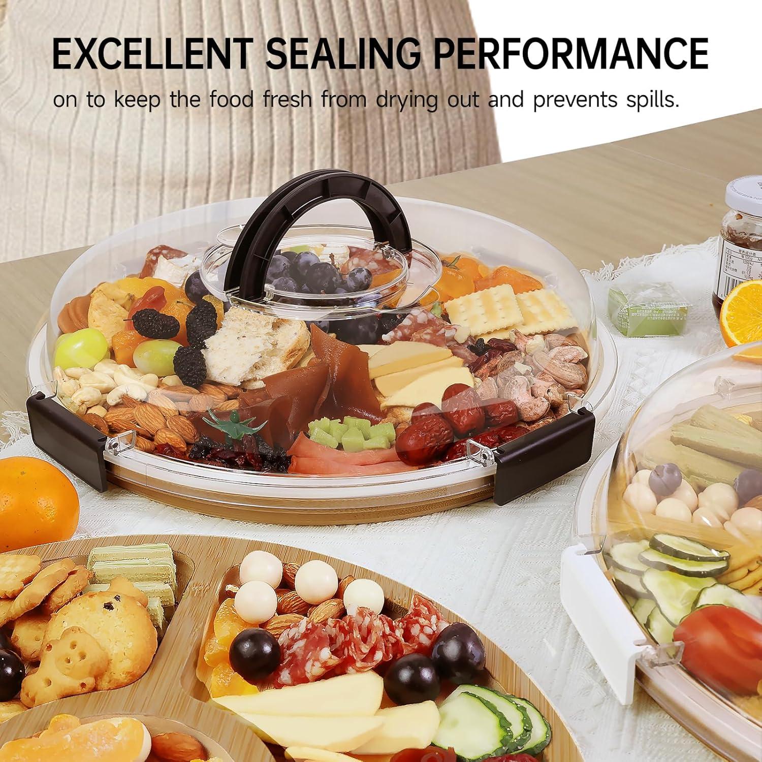 Tabla de Charcutería Redonda Renmxj con Tapa Transparente 34.3cm