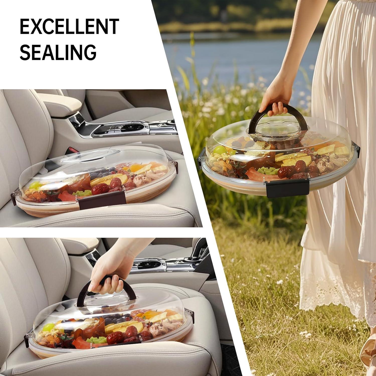 Tabla de Charcutería Redonda Renmxj con Tapa Transparente 34.3cm