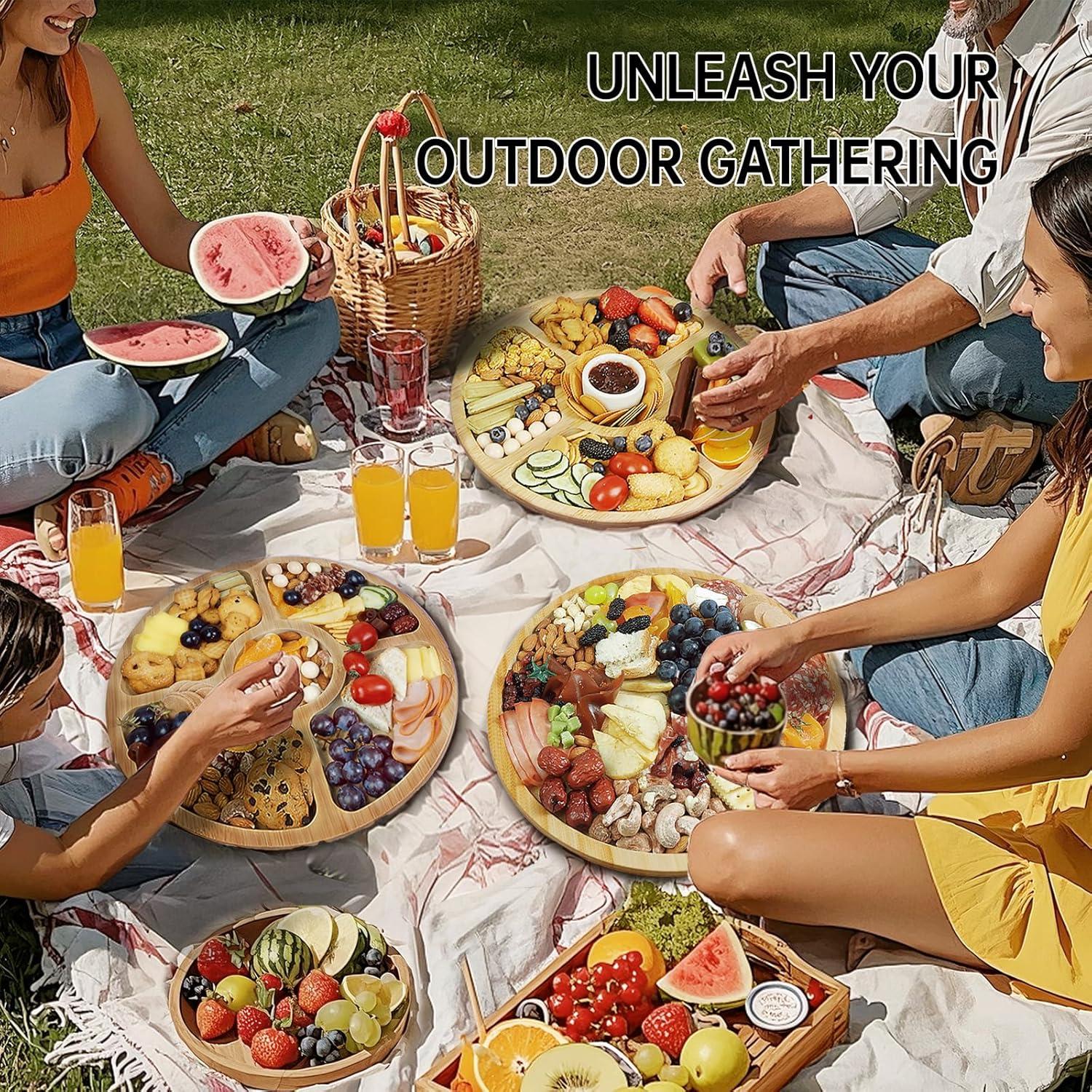 Tabla de Charcutería Redonda Renmxj con Tapa Transparente 34.3cm