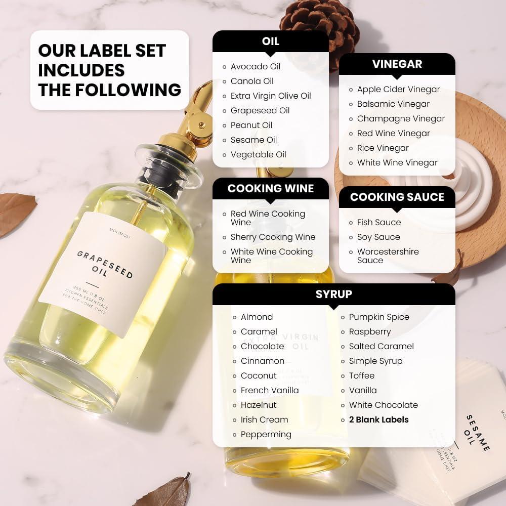 Botella dispensadora de aceite Molimoli 350ml vidrio dorado