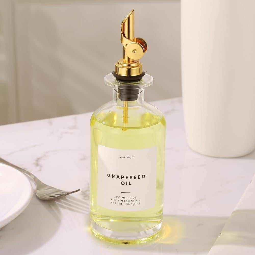 Botella dispensadora de aceite Molimoli 350ml vidrio dorado