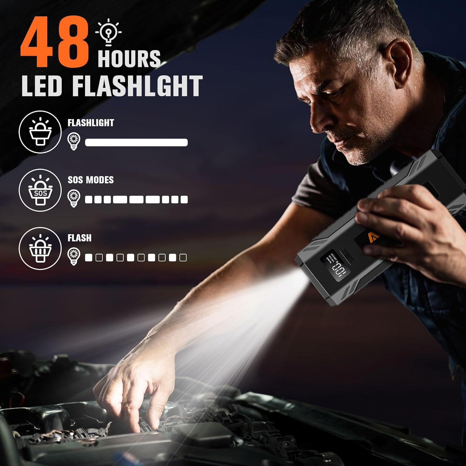 AsperX Arrancador de Salto AX4000 4000A 12V con Luz LED