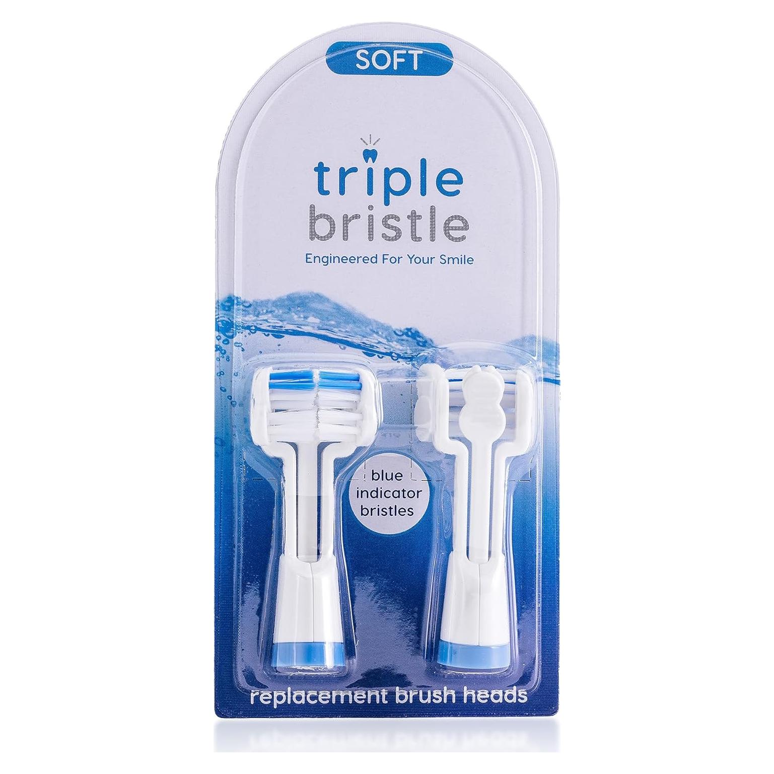 Cabezal de Cepillo Triple Bristle - Repuesto Azul - Paquete de 2