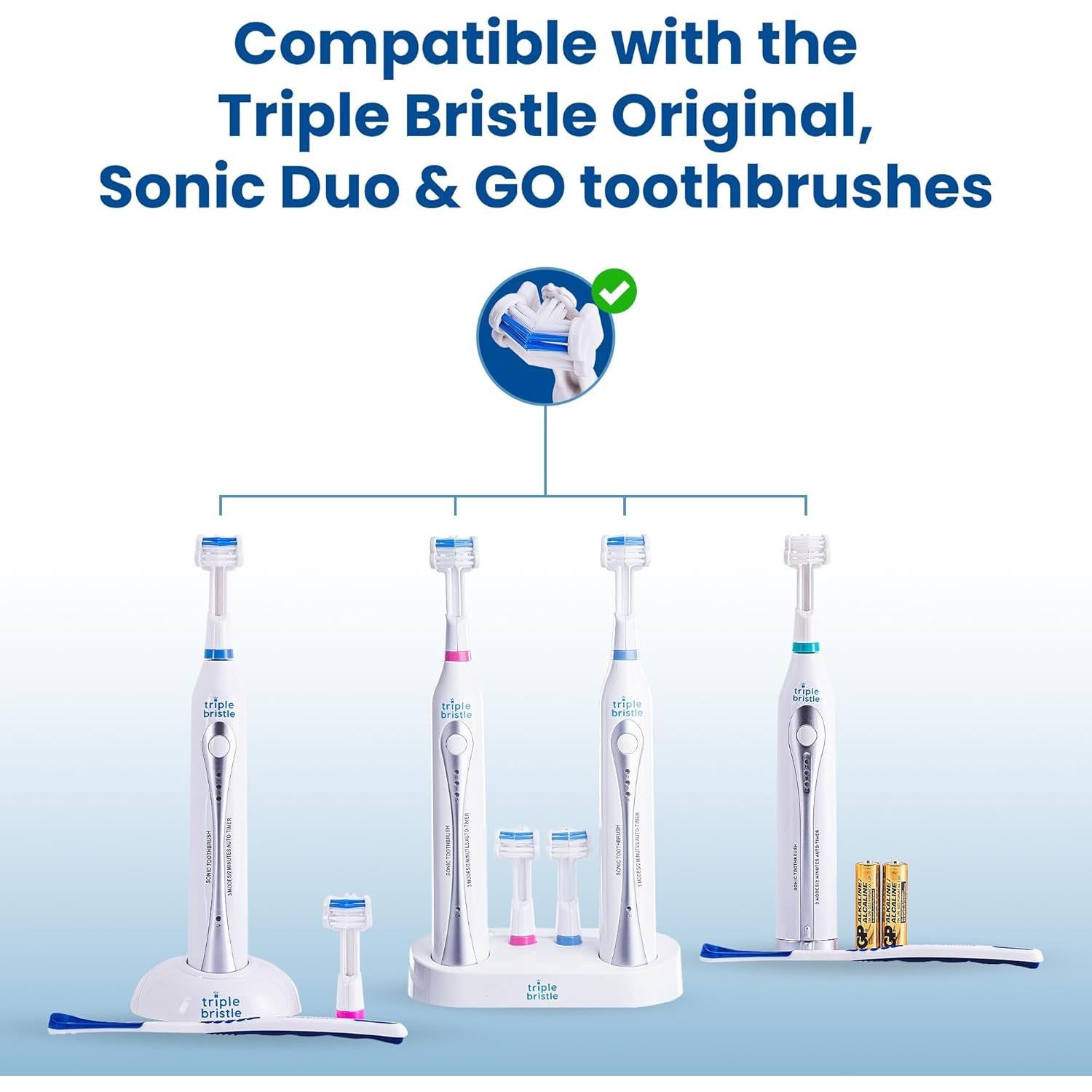 Cabezal de Cepillo Triple Bristle - Repuesto Azul - Paquete de 2