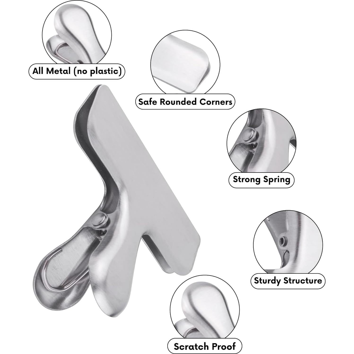 Clips de Metal para Chips CROC JAWS, Acero Inoxidable, 6 Pzas