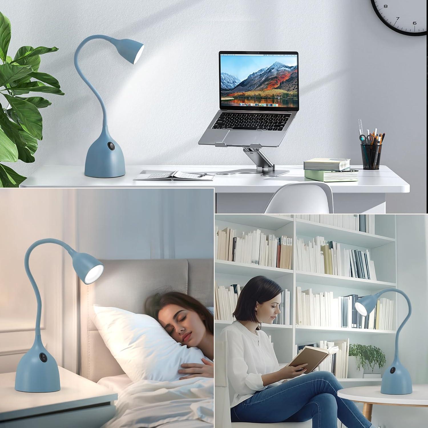 Lámpara de Escritorio LED EJIAXIN Gooseneck Azul 50cm