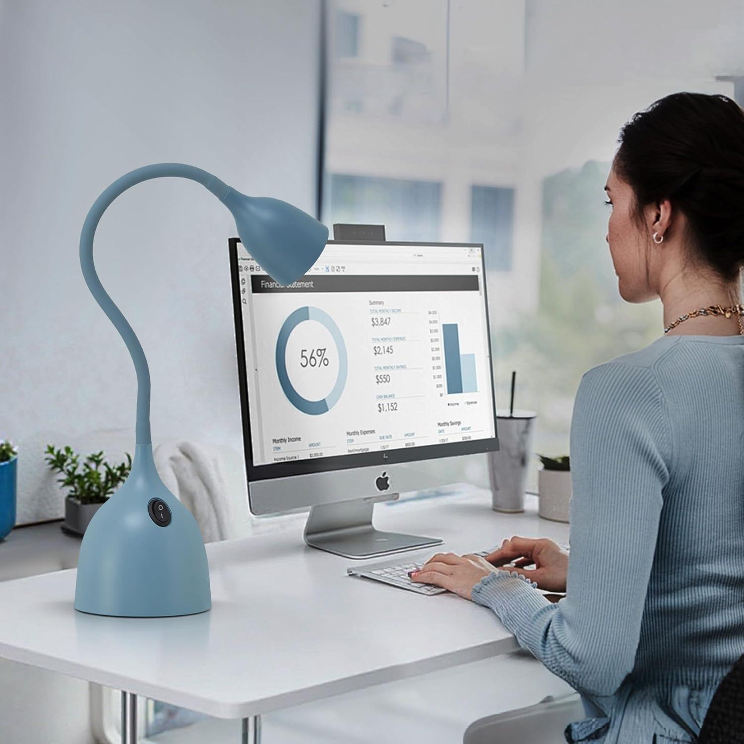 Lámpara de Escritorio LED EJIAXIN Gooseneck Azul 50cm