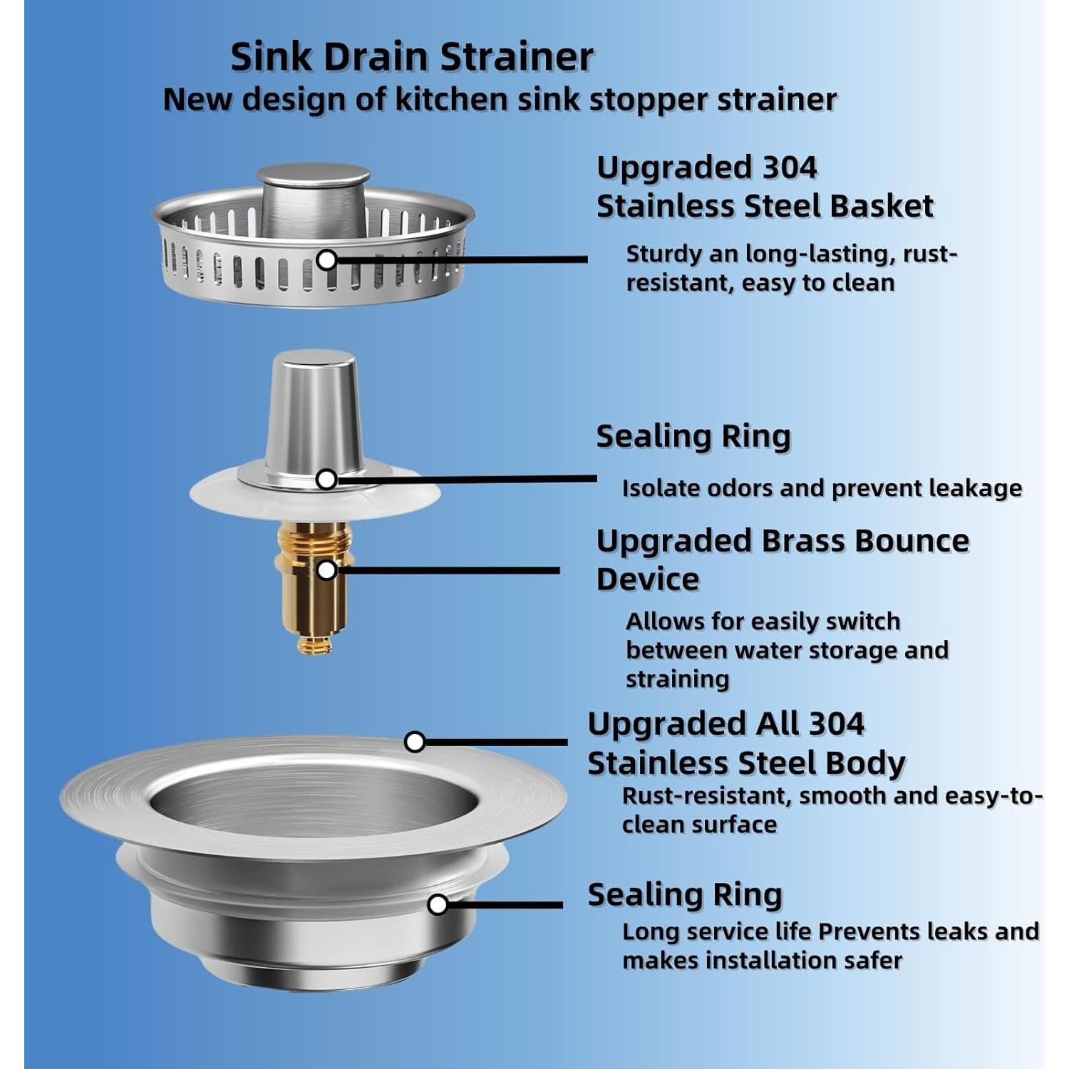Colador de desagüe de cocina NSRHMJ acero inoxidable 3 en 1