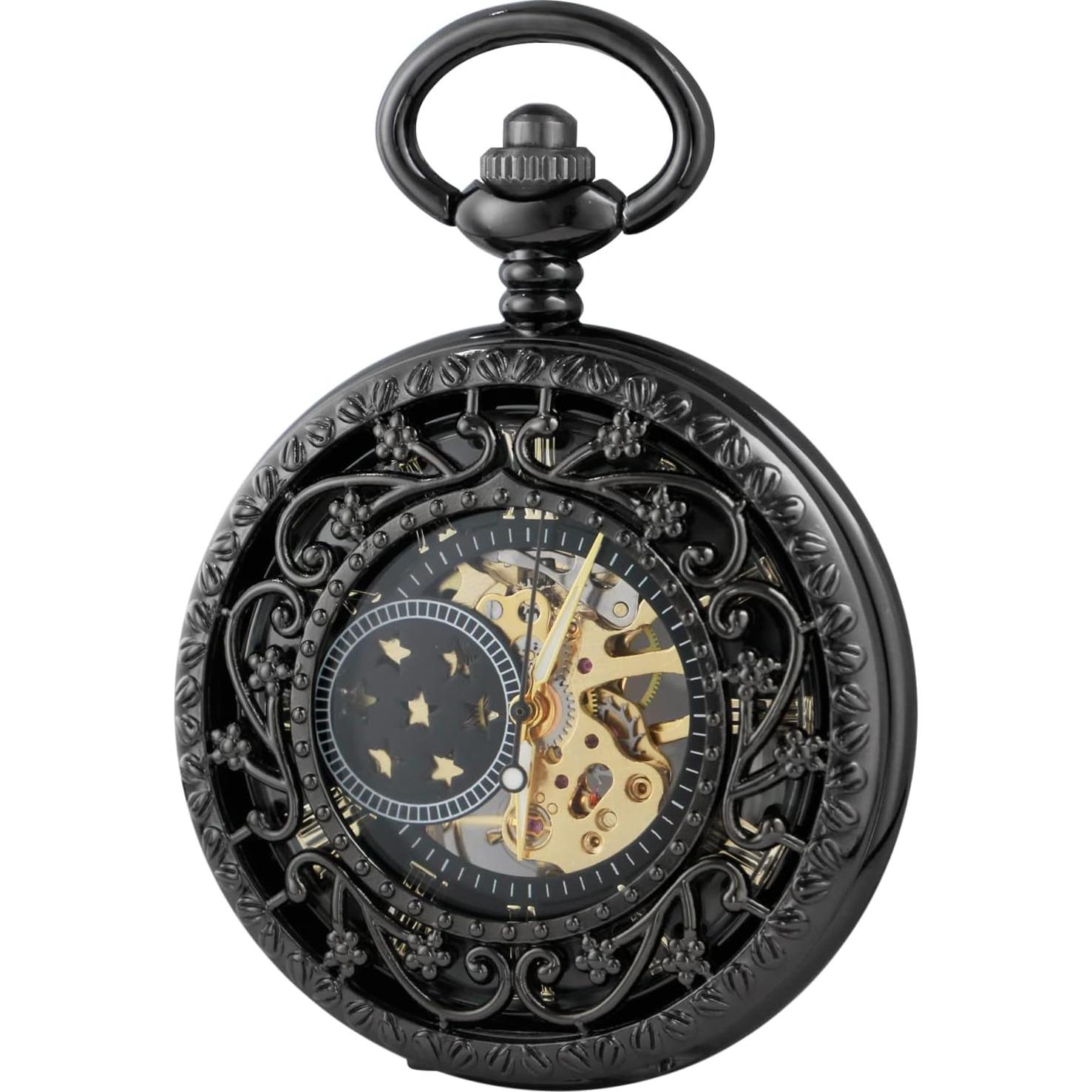 Reloj de bolsillo mecánico Whodoit MW152 con cadena y dial romano