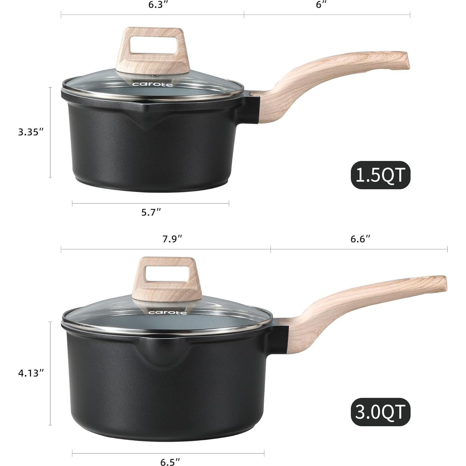 Juego de Cacerolas Antiadherentes CAROTE 1.5L y 3.0L 4 Piezas