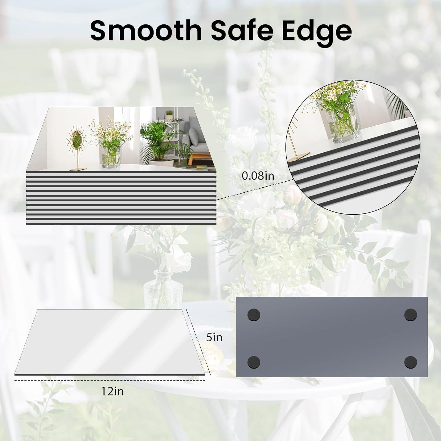 Juego de 12 Espejos de Vidrio JAMBALAY 30x12 cm para Mesa