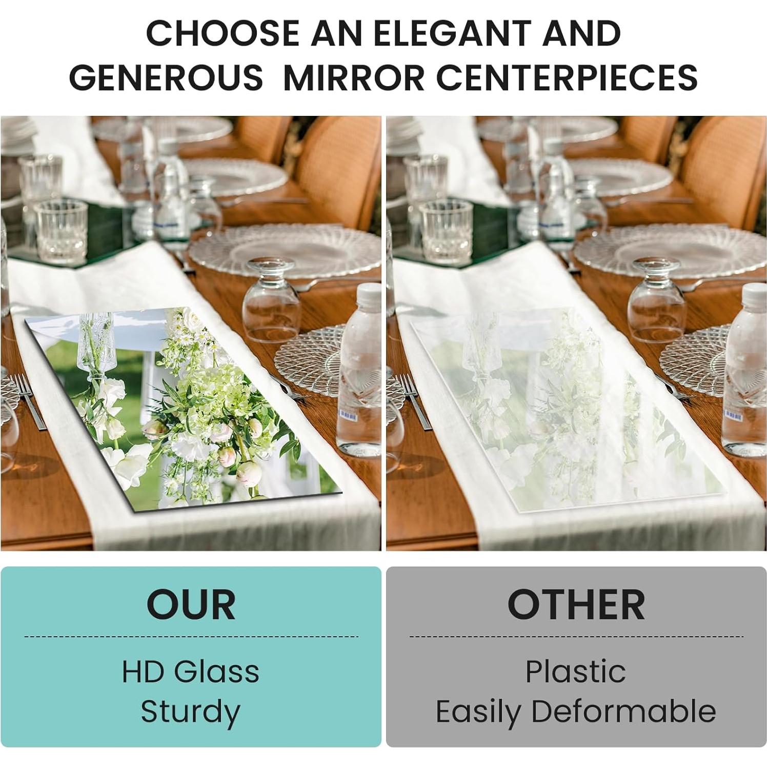 Juego de 12 Espejos de Vidrio JAMBALAY 30x12 cm para Mesa