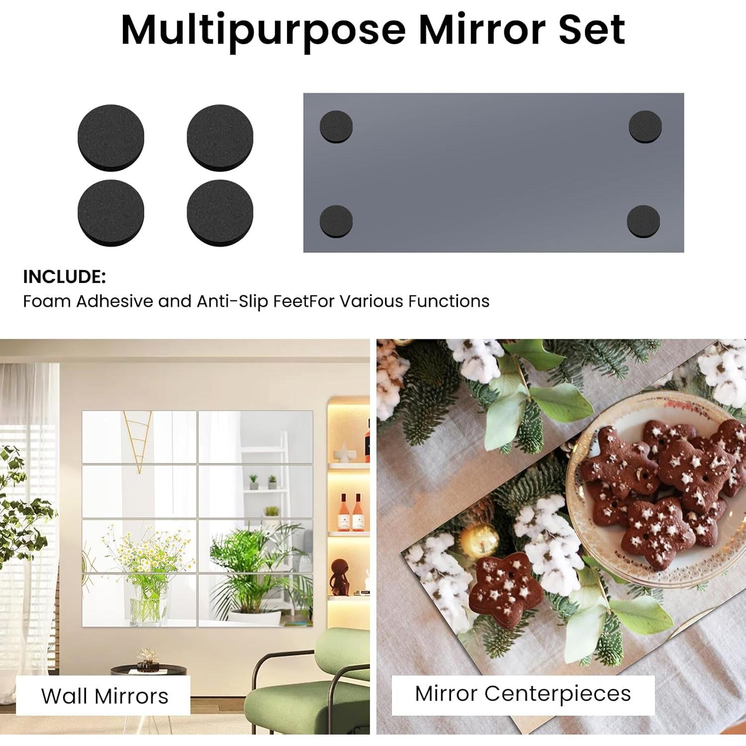 Juego de 12 Espejos de Vidrio JAMBALAY 30x12 cm para Mesa