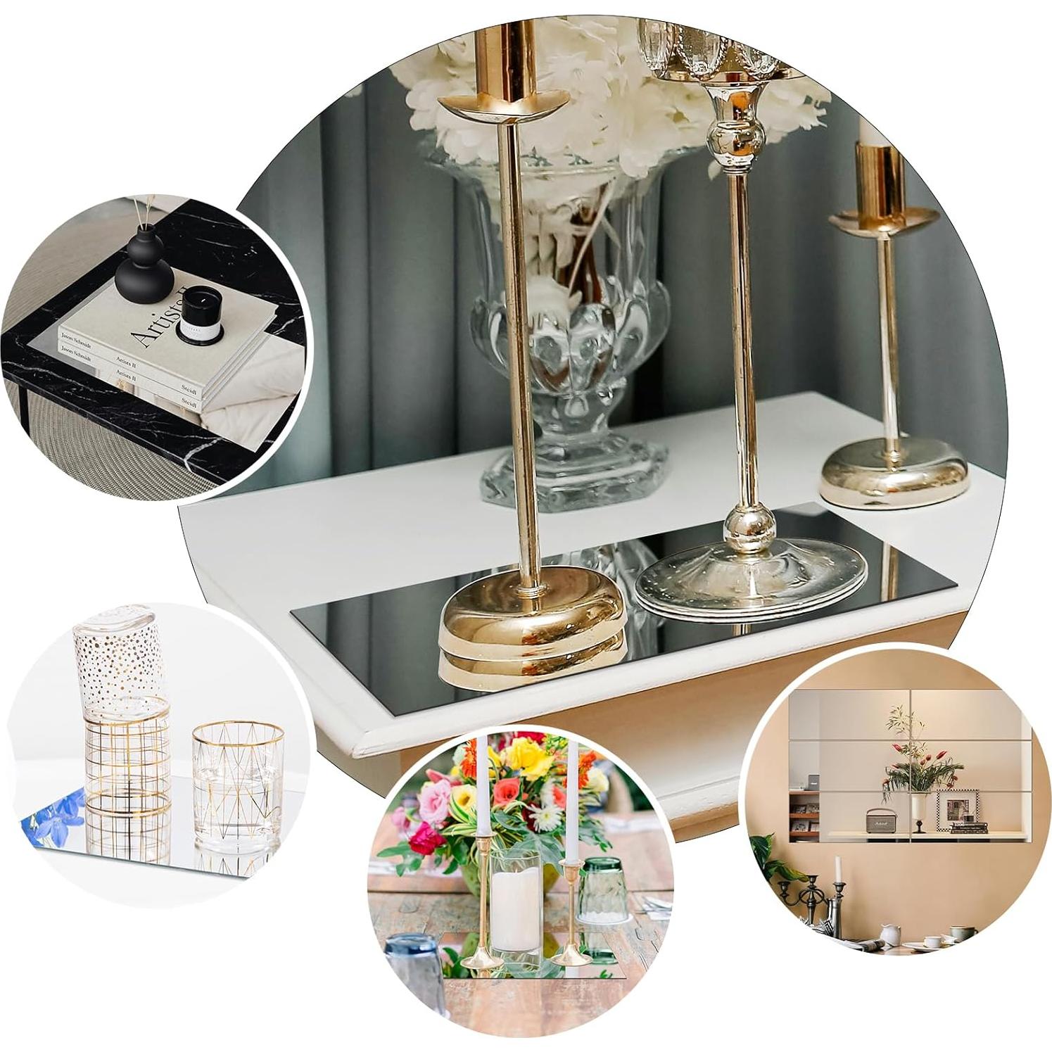 Juego de 12 Espejos de Vidrio JAMBALAY 30x12 cm para Mesa