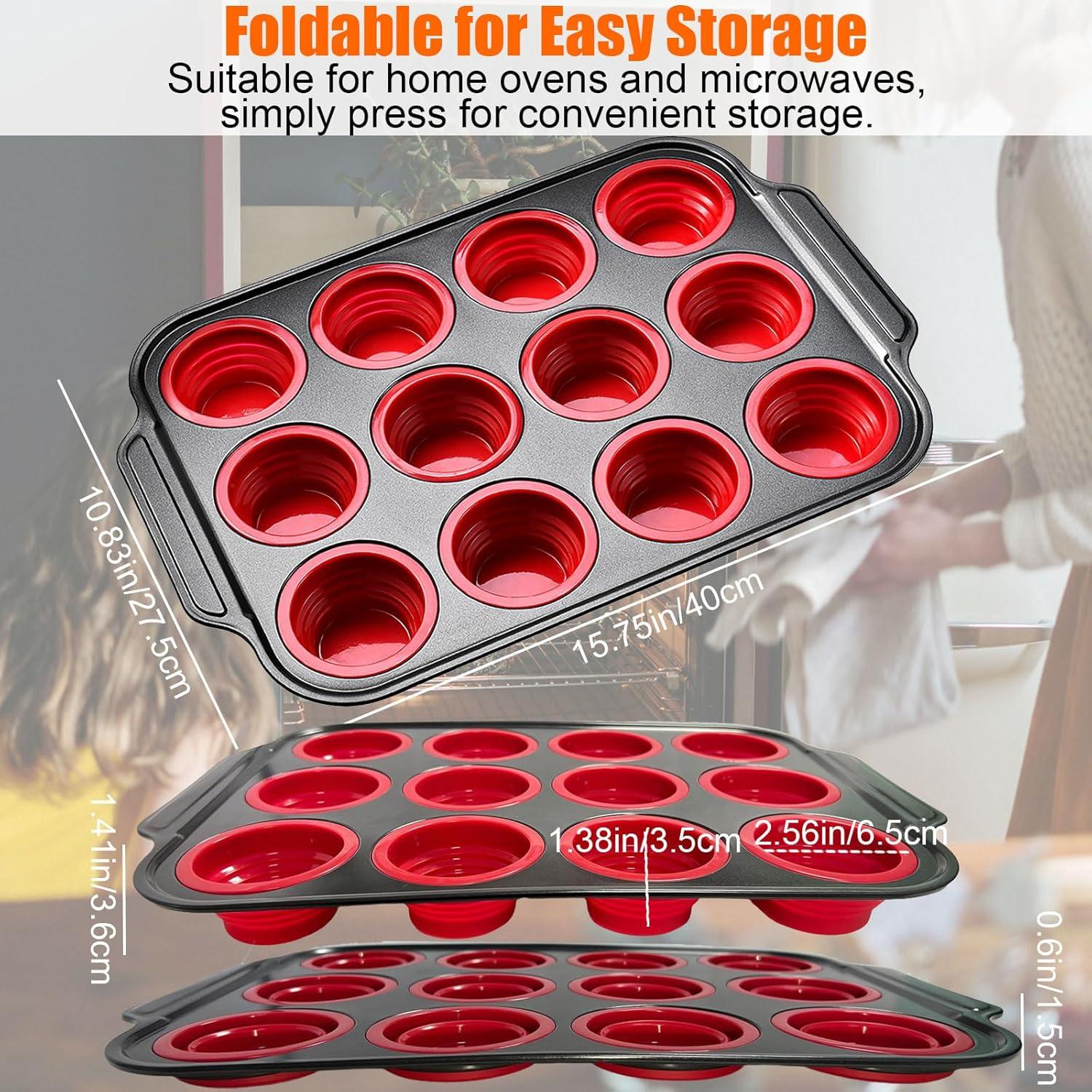 Molde de Muffin de Silicona Geweiya 12 Tazas Antiadherente