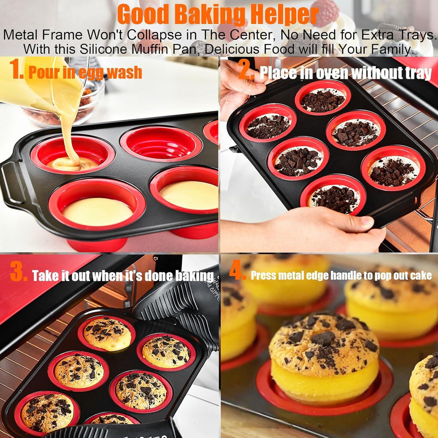 Molde de Muffin de Silicona Geweiya 12 Tazas Antiadherente