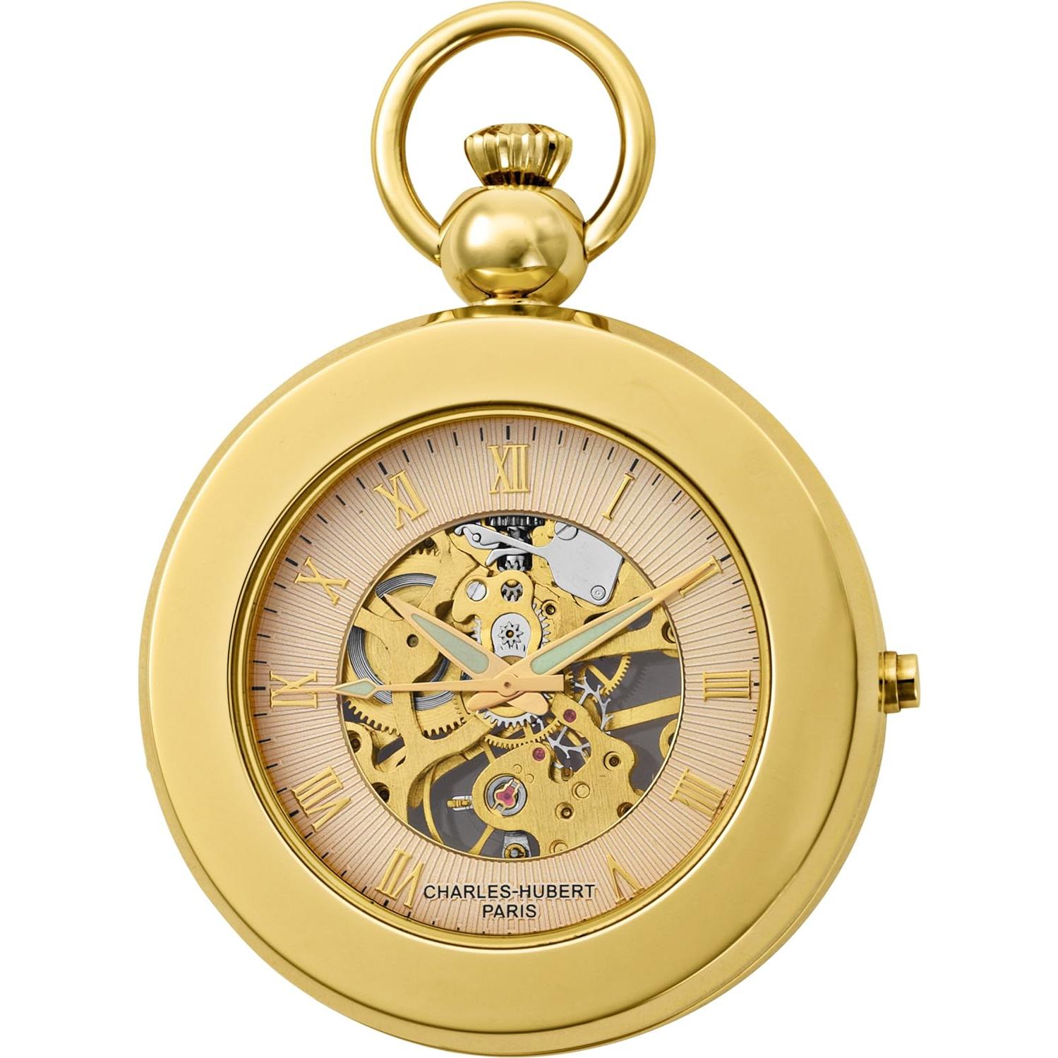 Reloj de bolsillo mecánico Charles Hubert 3848 oro 14k