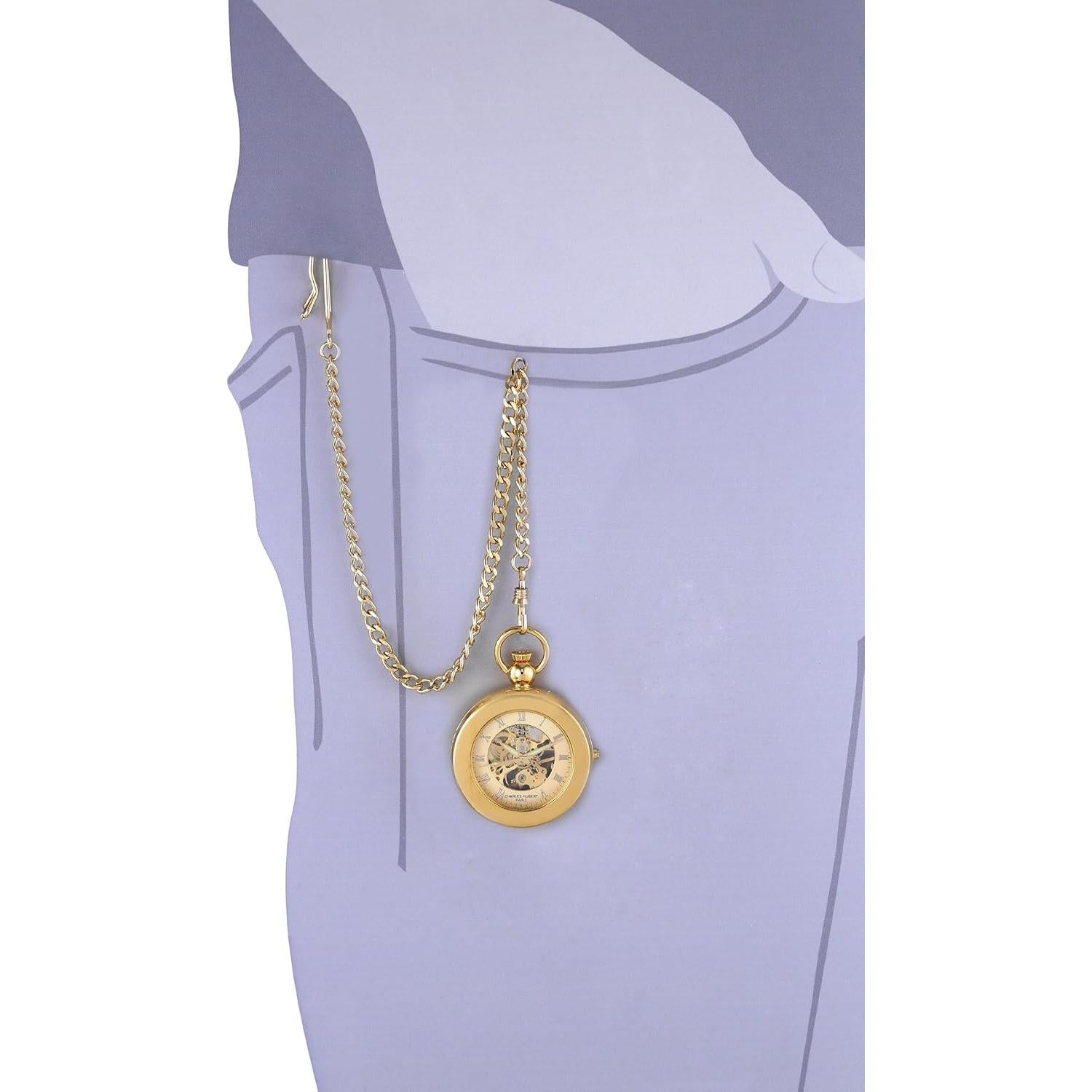 Reloj de bolsillo mecánico Charles Hubert 3848 oro 14k