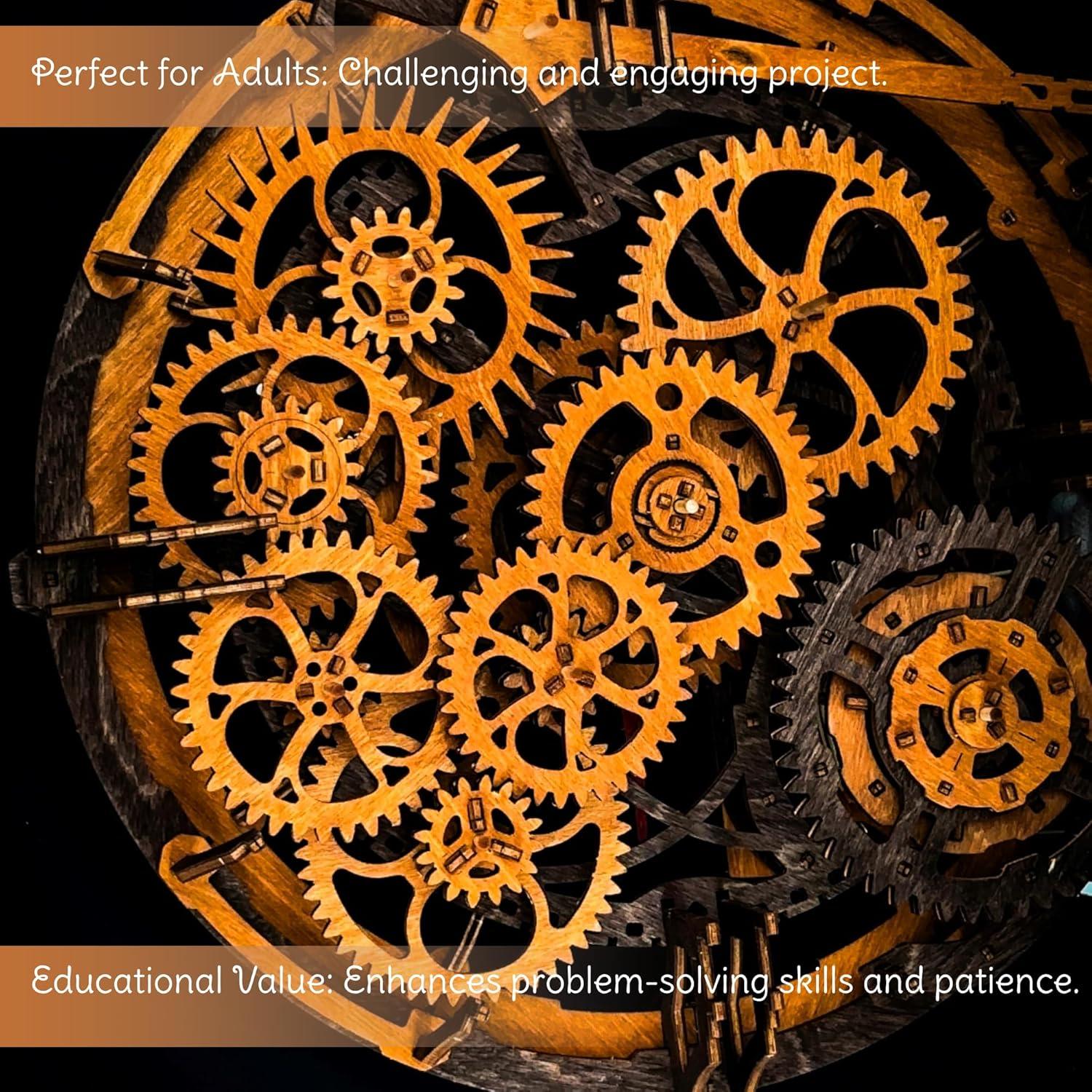 Rompecabezas 3D de Madera WOODEN.CITY Reloj de Pared Vintage 378 Piezas