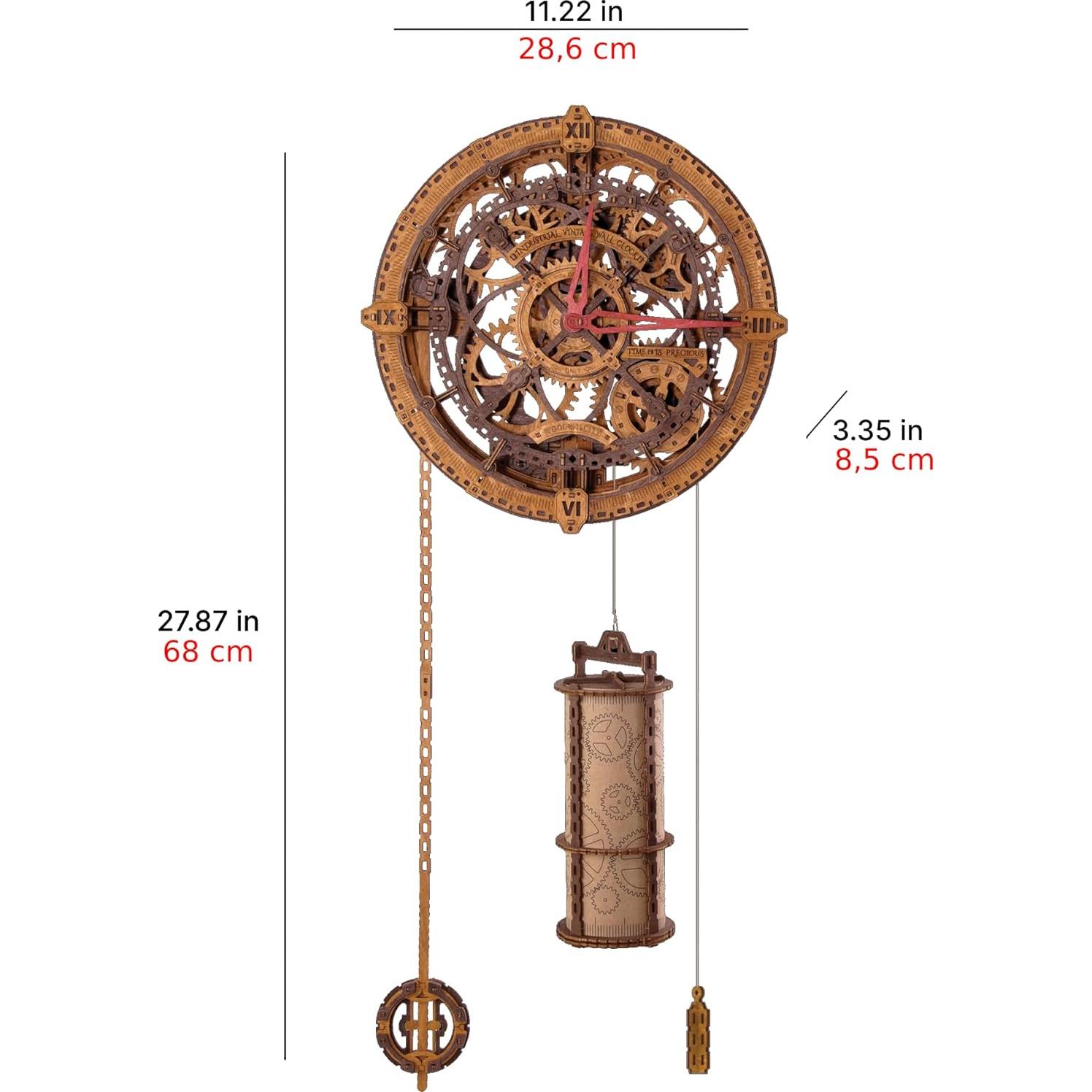Rompecabezas 3D de Madera WOODEN.CITY Reloj de Pared Vintage 378 Piezas