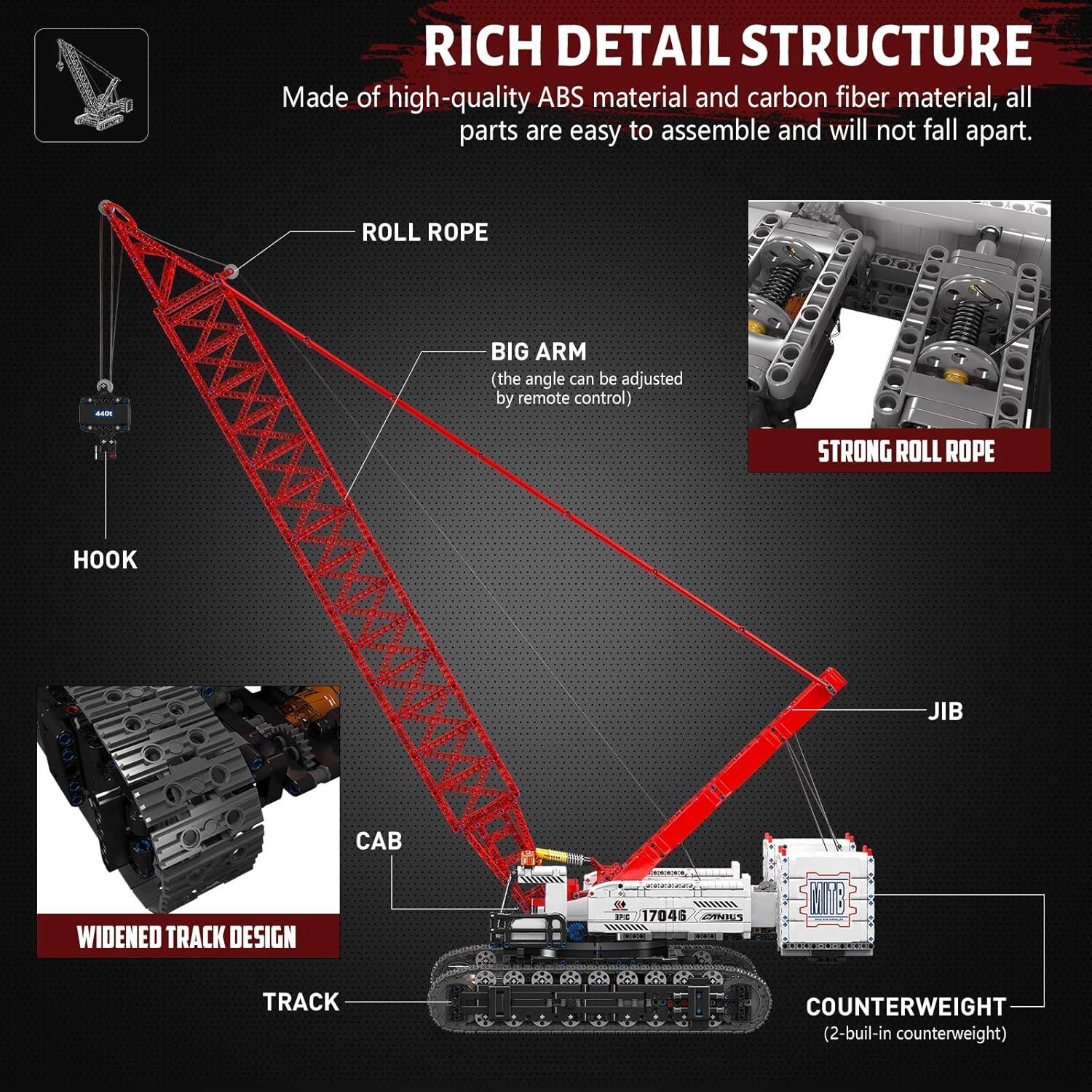 Grúa Crawler Mould King 17046 4494 Piezas Control APP