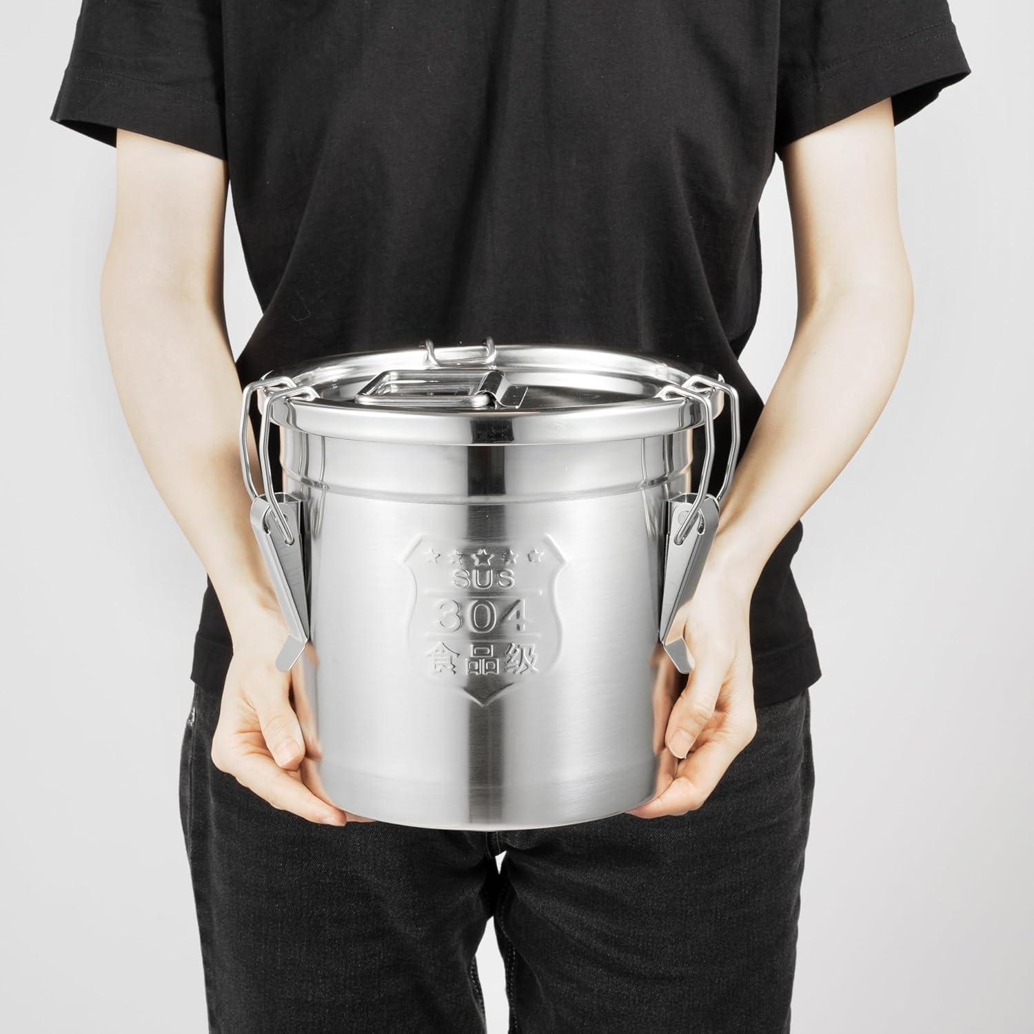 Contenedor de Acero Inoxidable DYNAMI 6L con Tapa Hermética