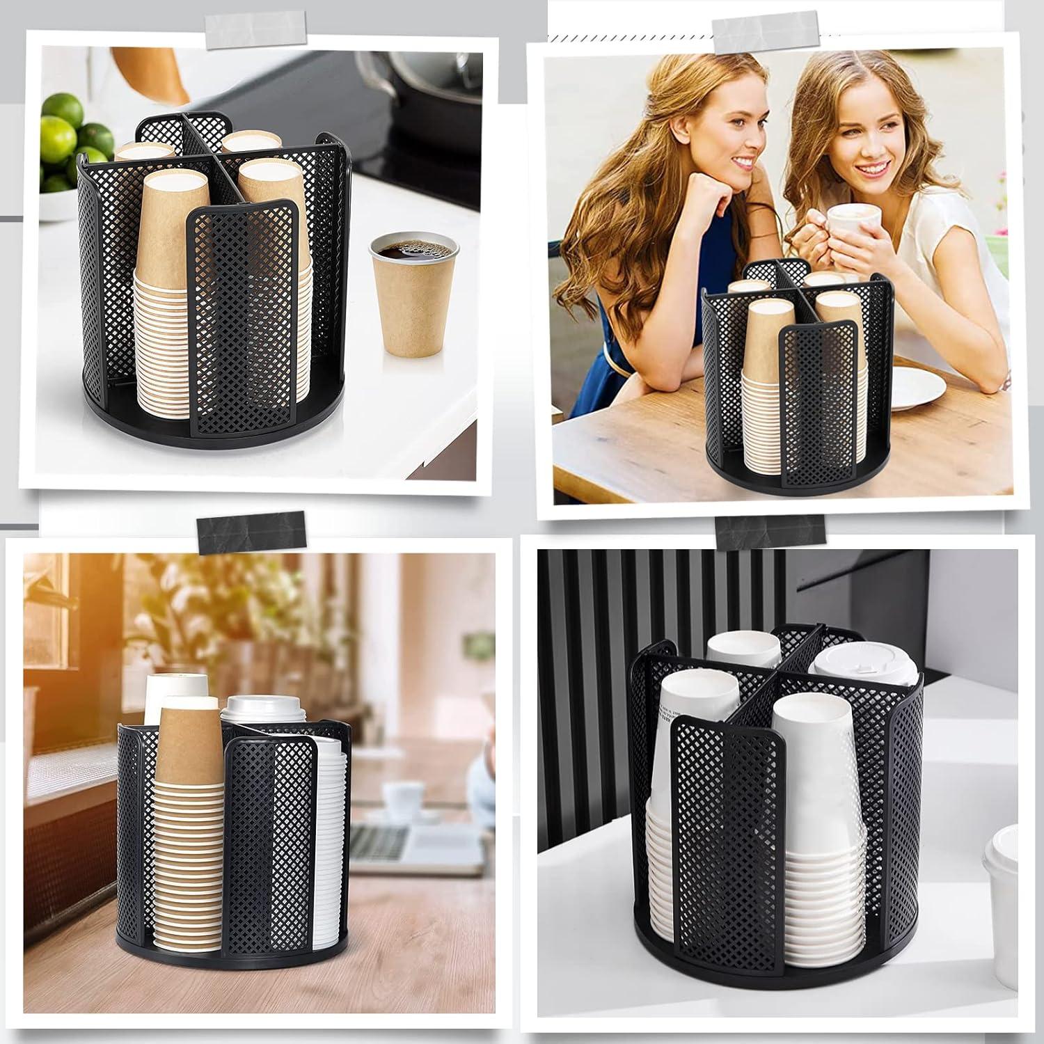Organizador de Tazas Rotativo BATTIPAW 4 Compartimentos Negro