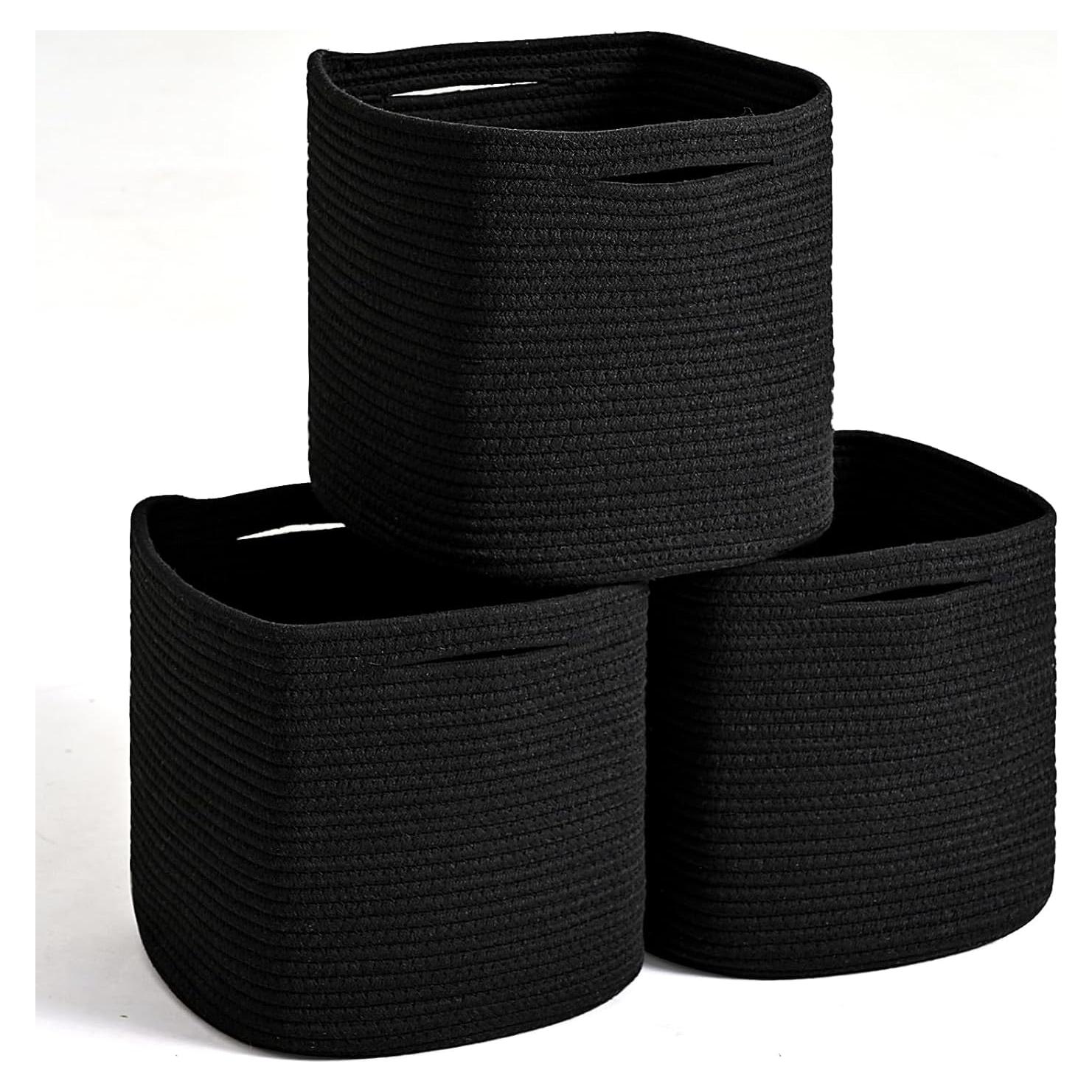 Cestas de Almacenamiento de Cubo ICERZCZ 27.94 cm Negras (Paquete de 3)