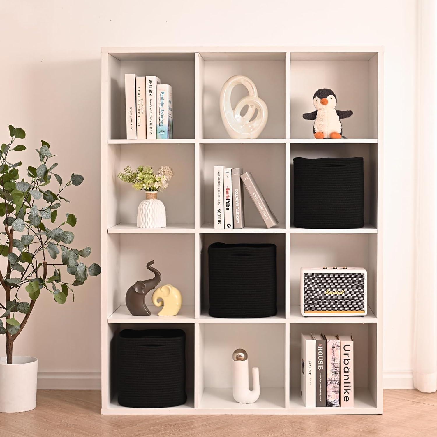 Cestas de Almacenamiento de Cubo ICERZCZ 27.94 cm Negras (Paquete de 3)