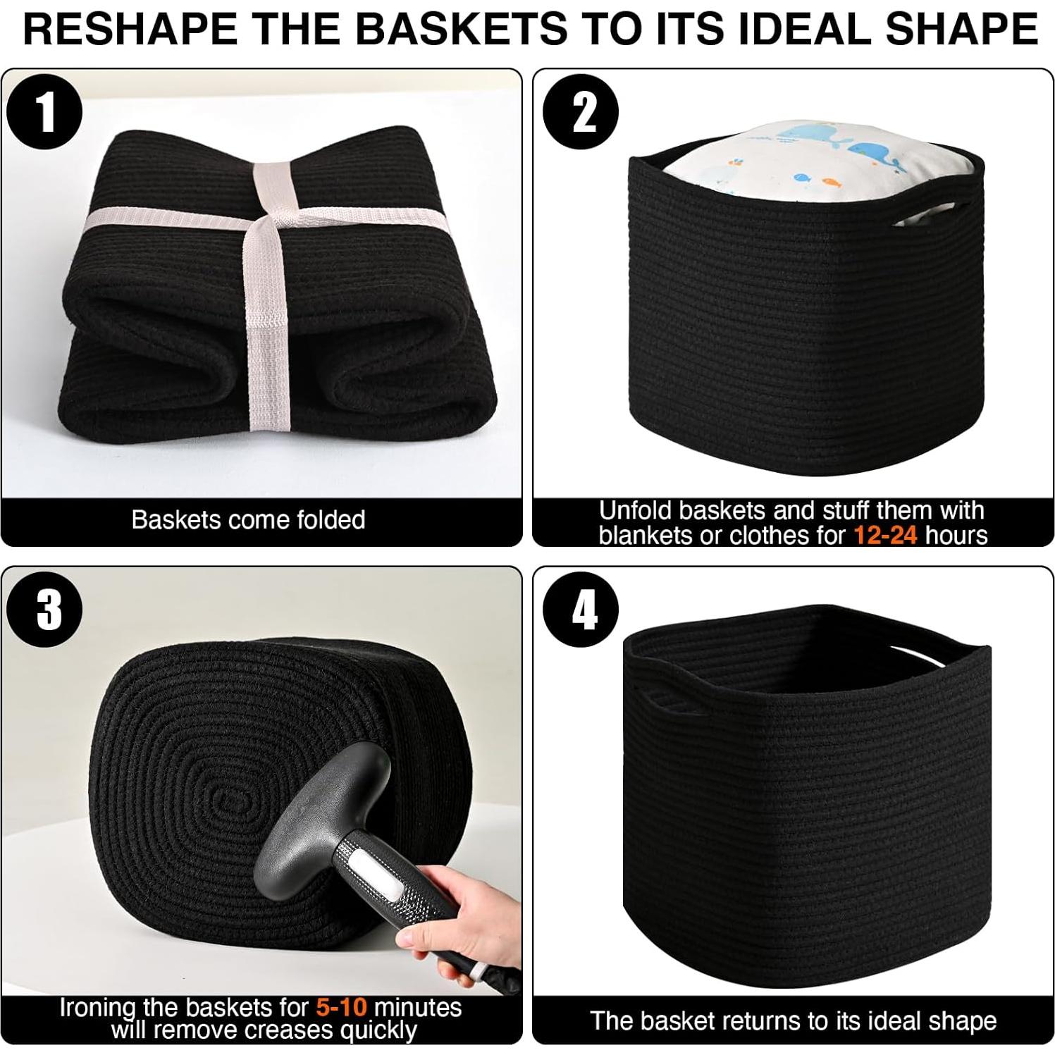 Cestas de Almacenamiento de Cubo ICERZCZ 27.94 cm Negras (Paquete de 3)