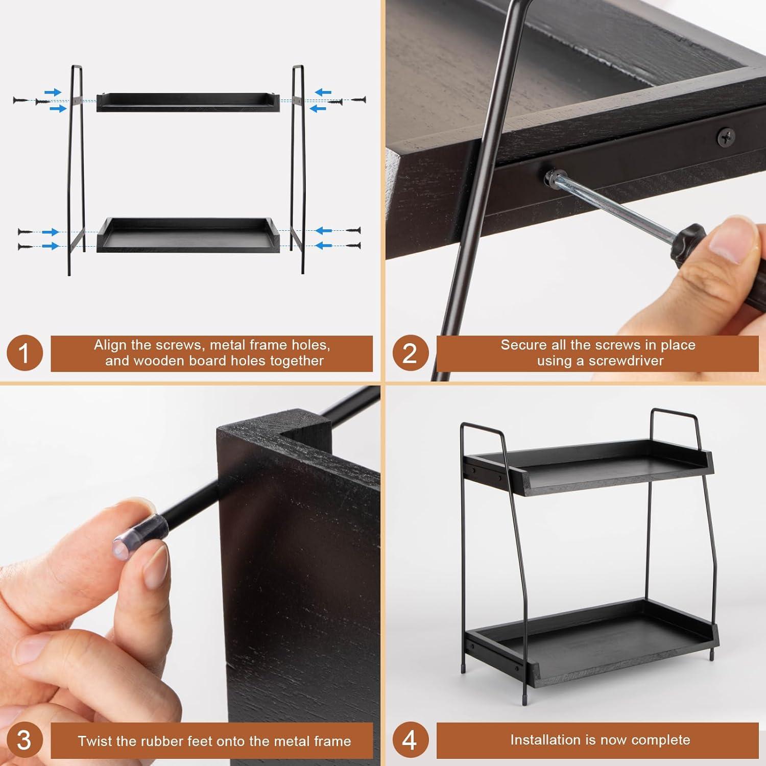 Organizador de Estación de Café ANBOXIT 2 Niveles Madera Negro