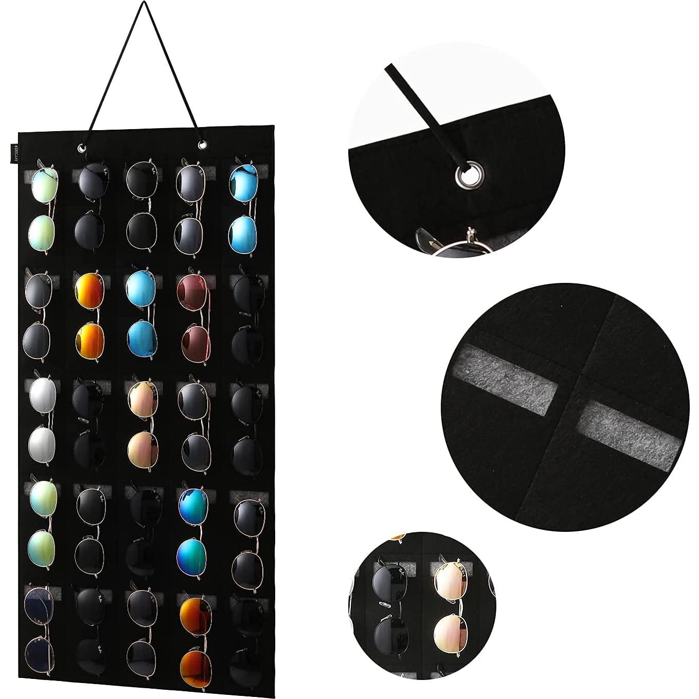 Organizador de Gafas de Sol KGMCARE 25 Compartimentos Negro