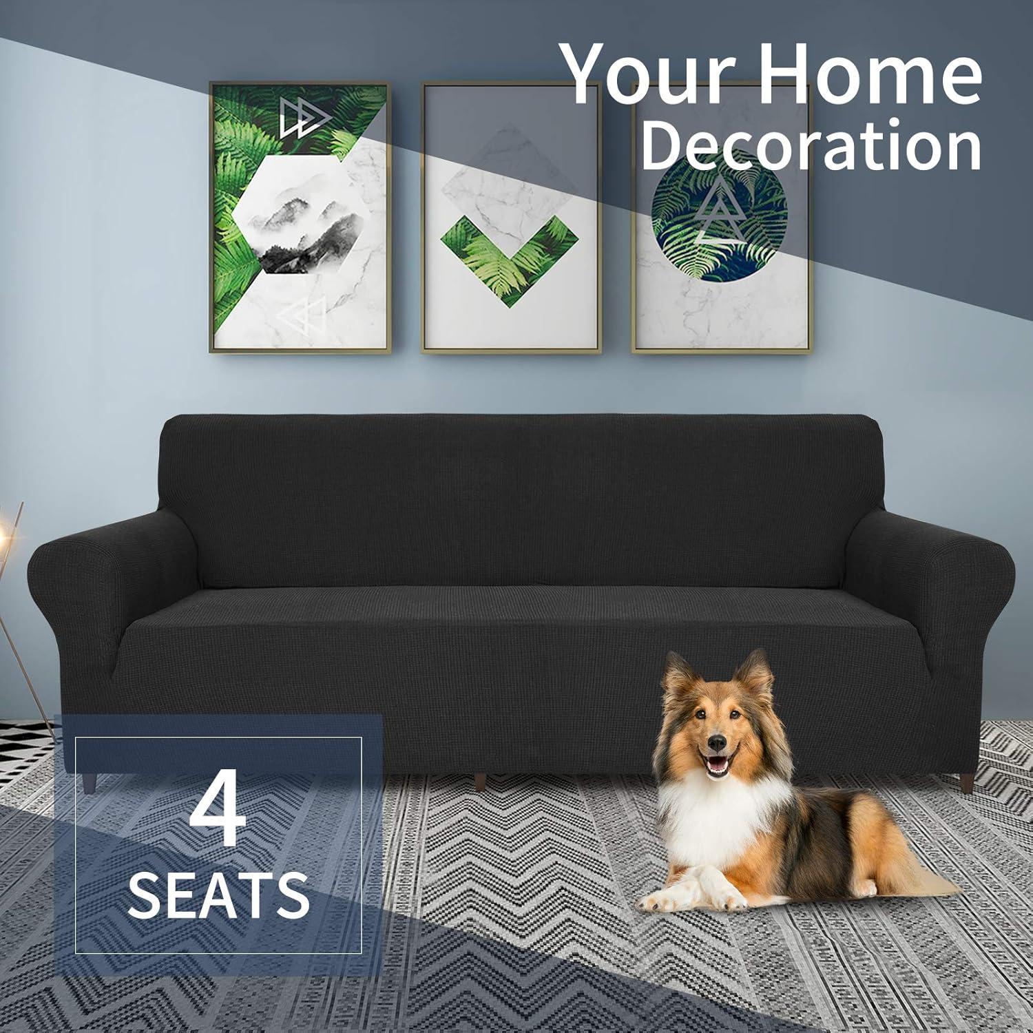 Funda de Sofá XL JIVINER Elástica Antideslizante Negra