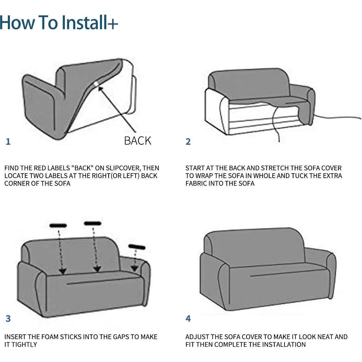 Funda de Sofá XL JIVINER Elástica Antideslizante Negra