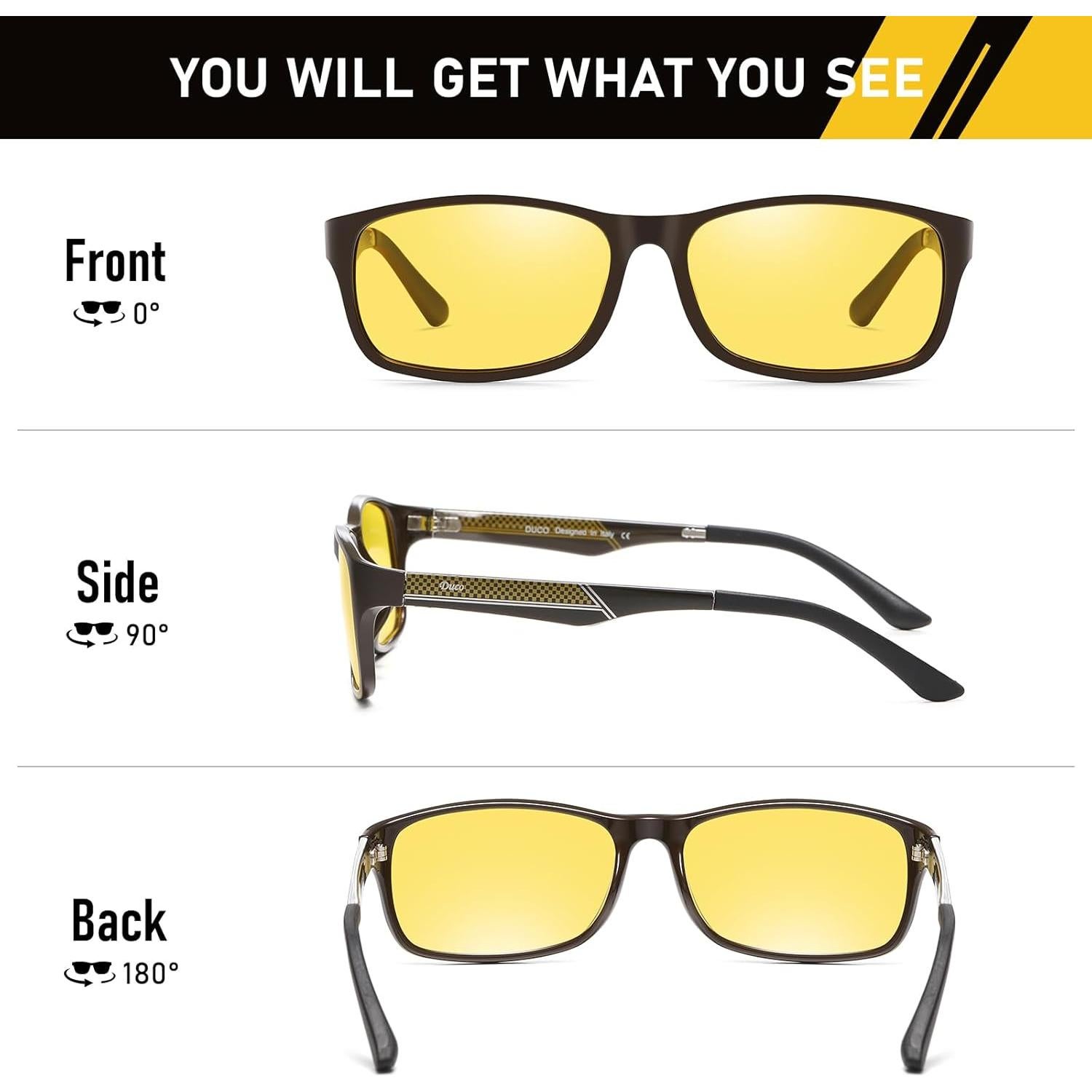 Gafas de Visión Nocturna DUCO 223 Amarillas Polarizadas UV400