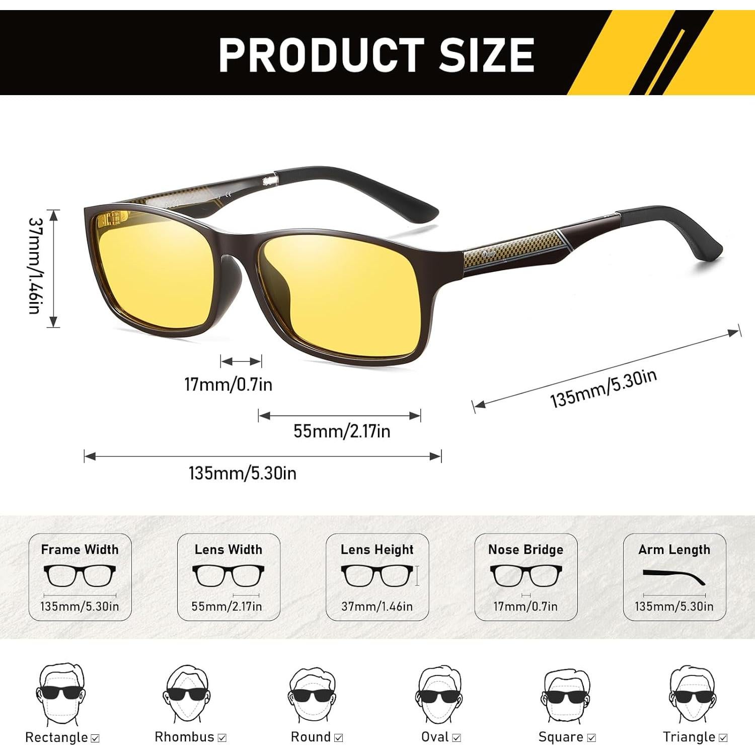 Gafas de Visión Nocturna DUCO 223 Amarillas Polarizadas UV400