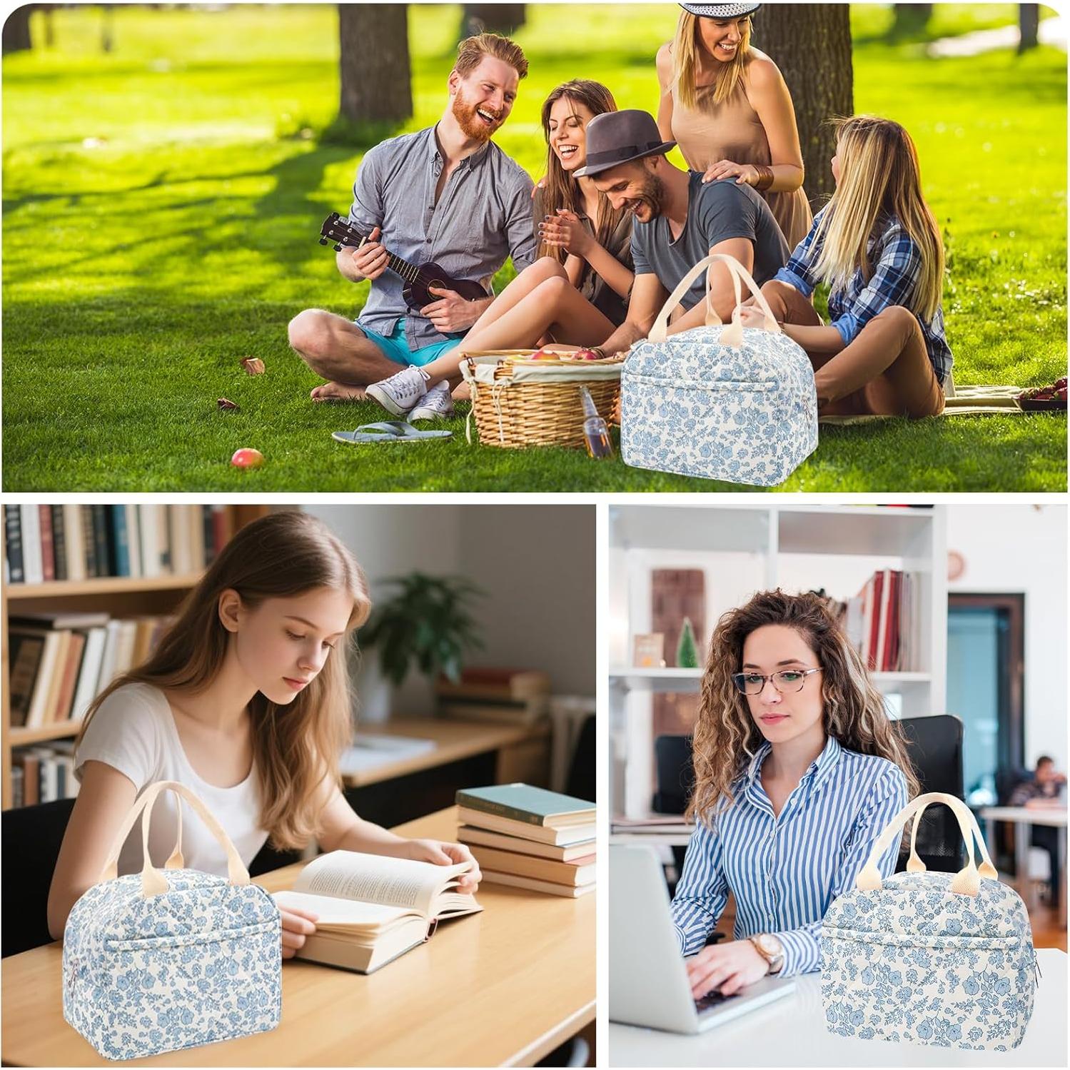 Bolsa de Almuerzo Aislada Floral Cisne Oscuro 11L